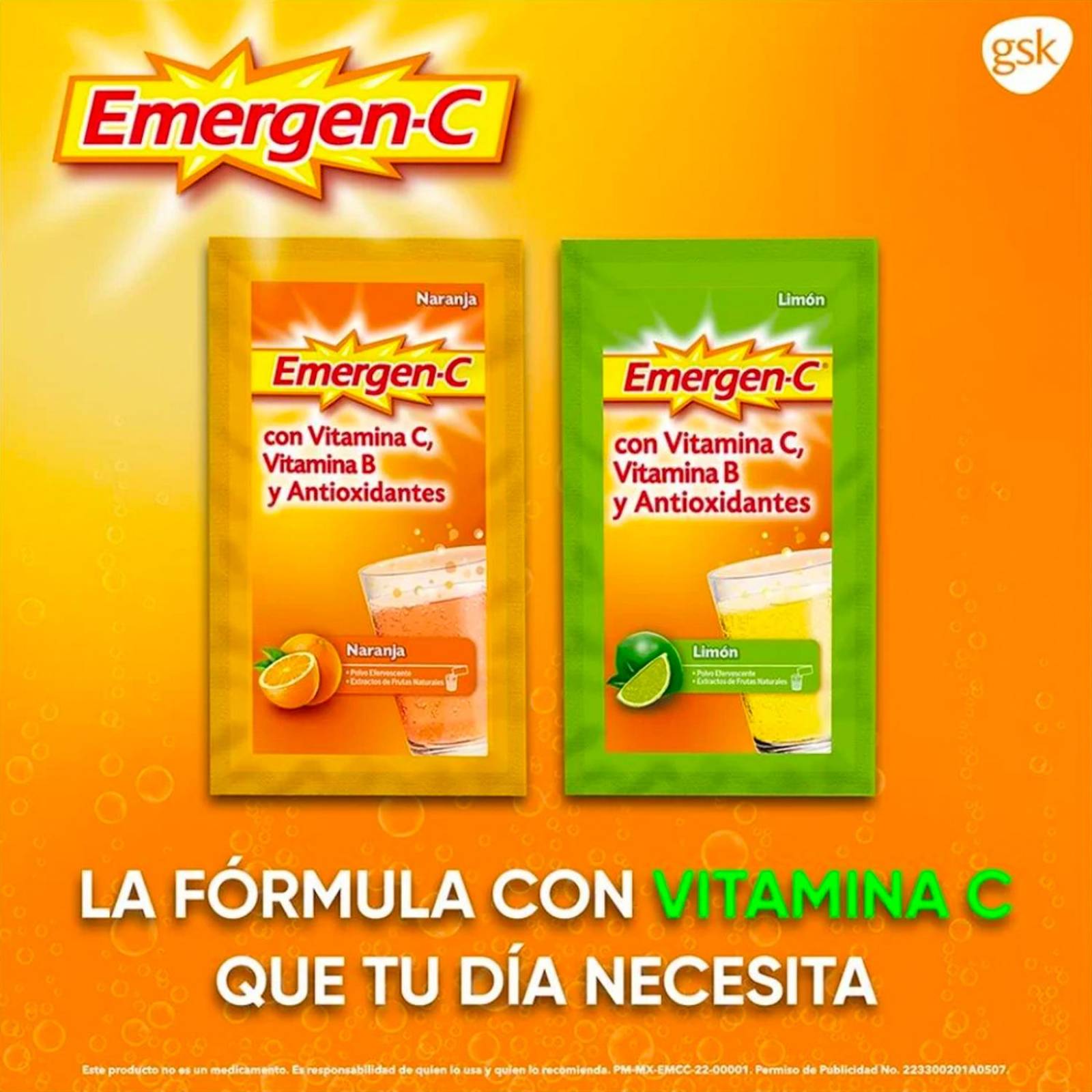Suplemento Alimenticio Emergen-C Sabor Naranja 10 sobres