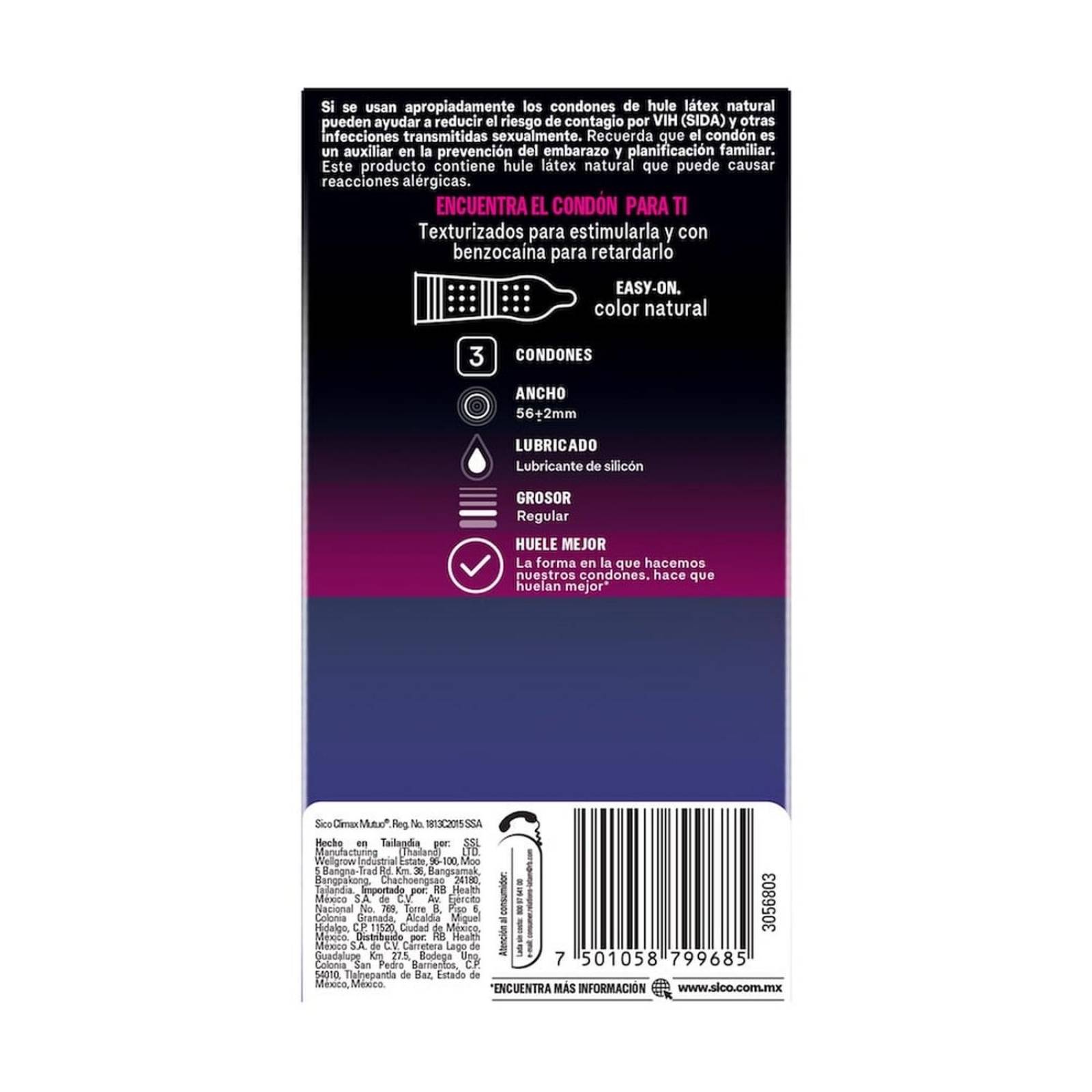 Preservativos Sico Clímax Mutual 3 piezas 