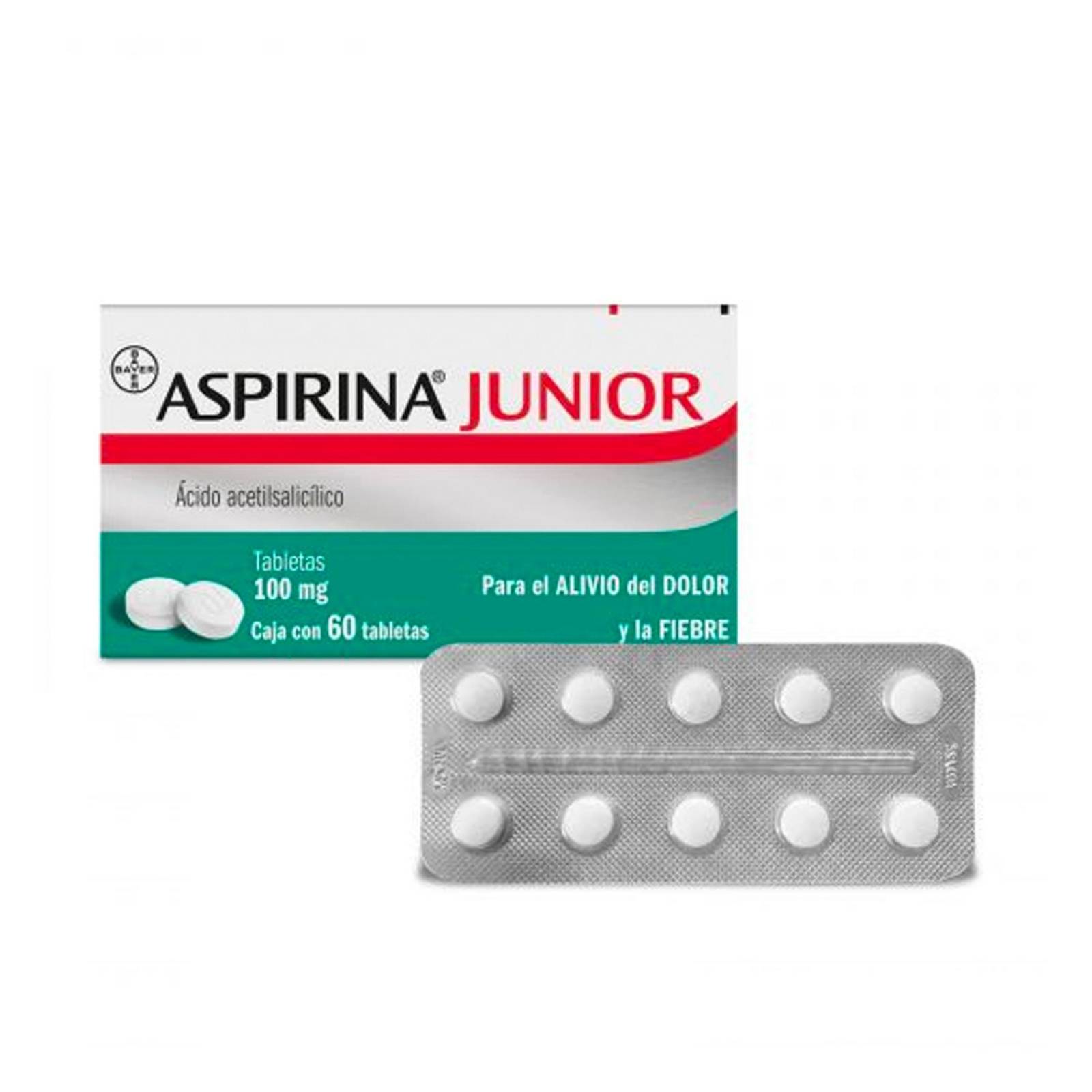 Ácido Acetilsalicílico Aspirina Junior 100 mg 60 Tabletas 