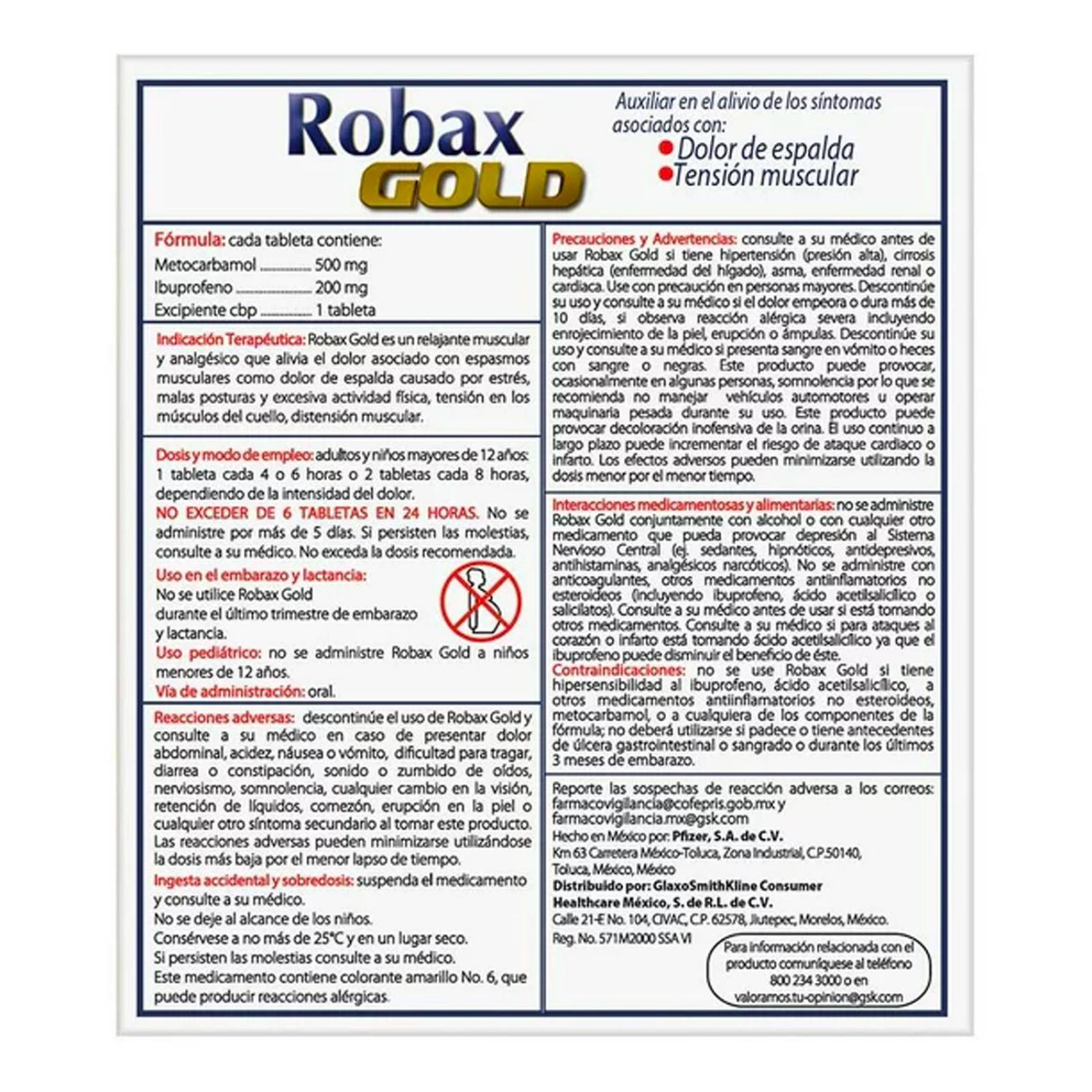 Relajante Muscular Robax Gold 24 Tabletas 