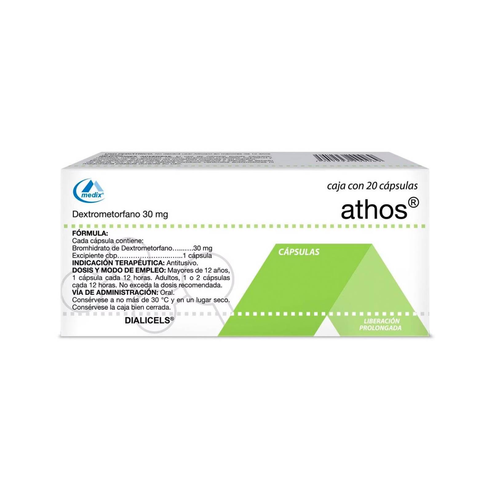 Dextrometofano Athos 30 mg 20 Cápsulas 