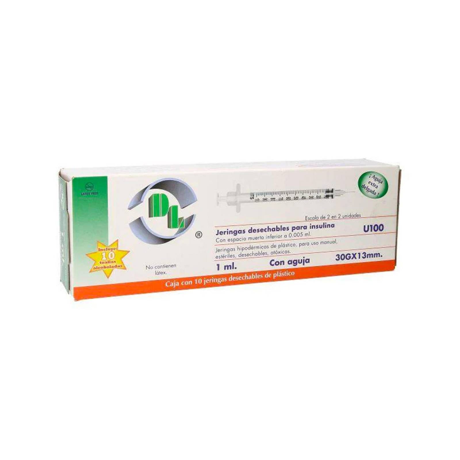 Jeringa Para Insulina DL 30gx13mm 1 ml 10 piezas