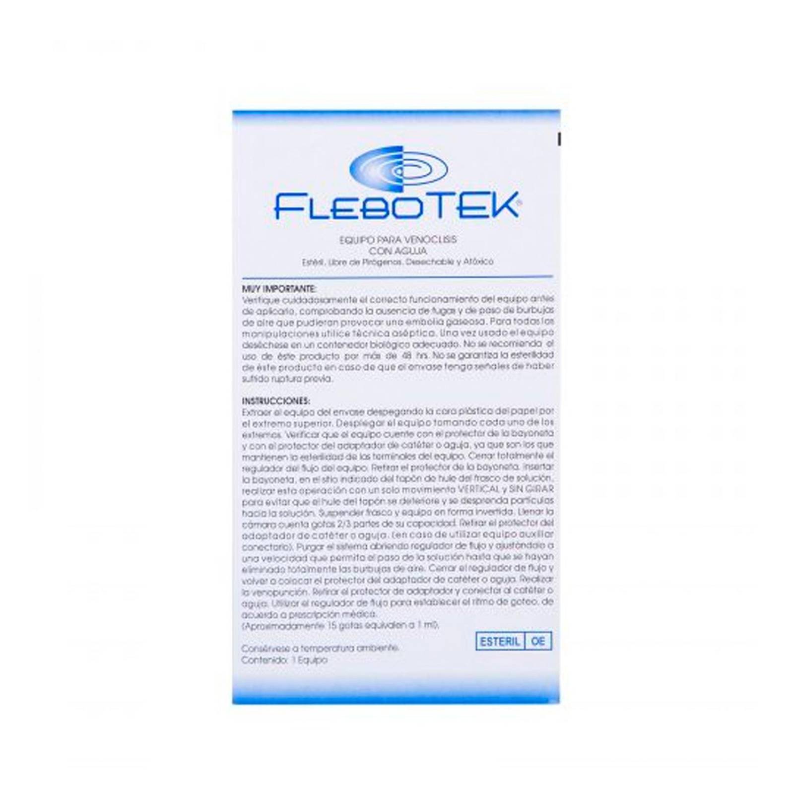 Equipo para Venoclisis Flebotek con Aguja 1 pieza