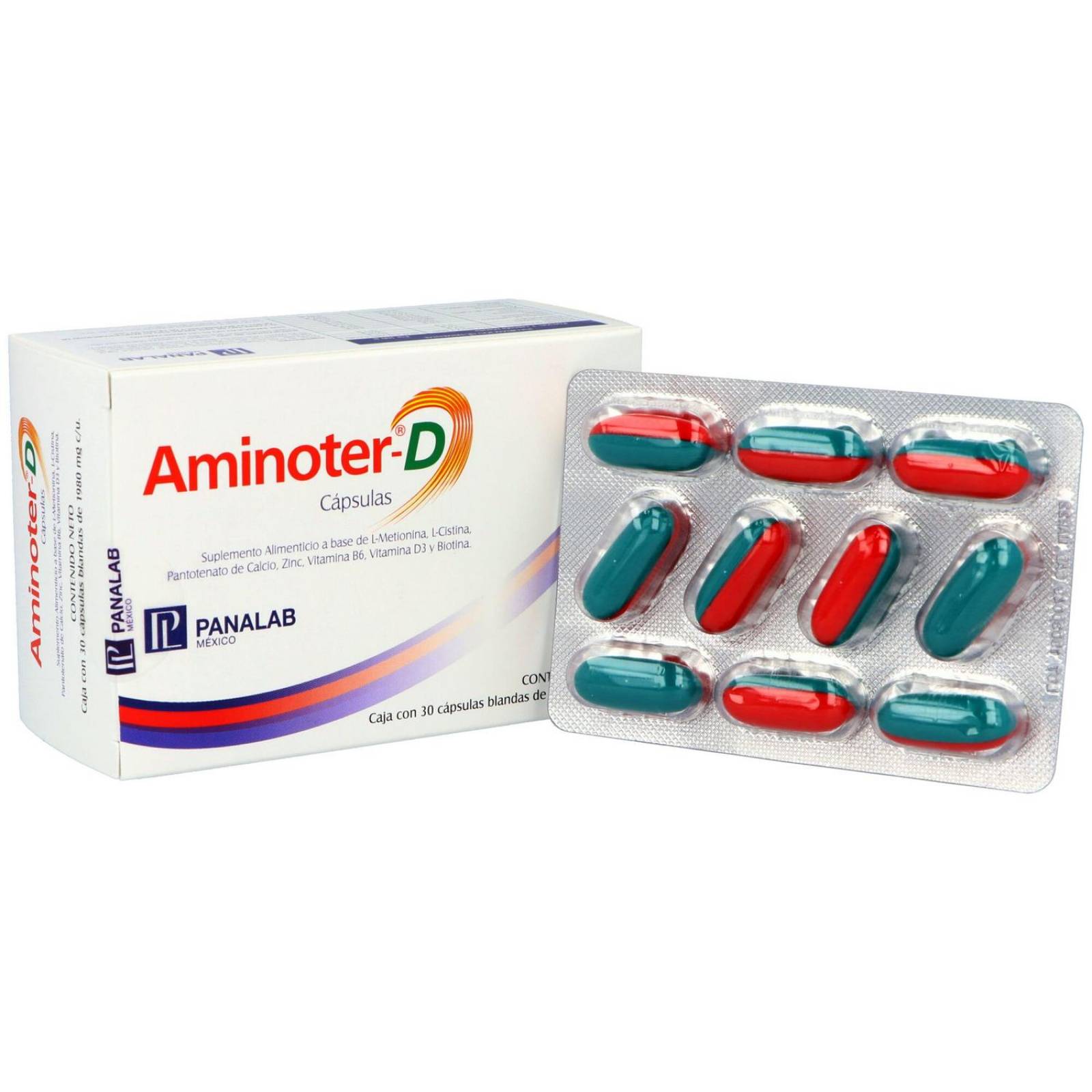 Suplemento Alimenticio Aminoter-D 30 cápsulas de 1980 mg