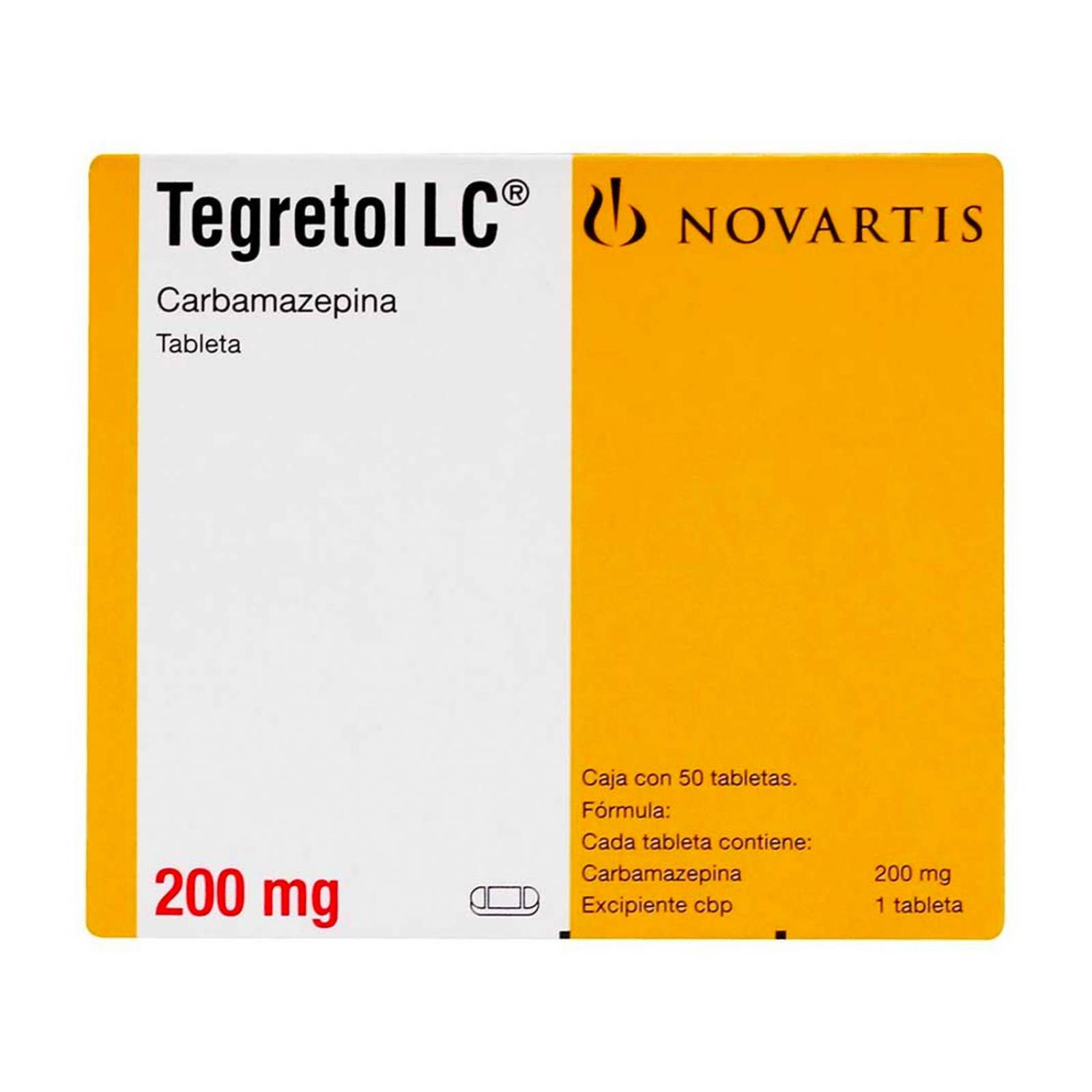 Carbamazepina Tegretol LC 200 mg 50 Tabletas