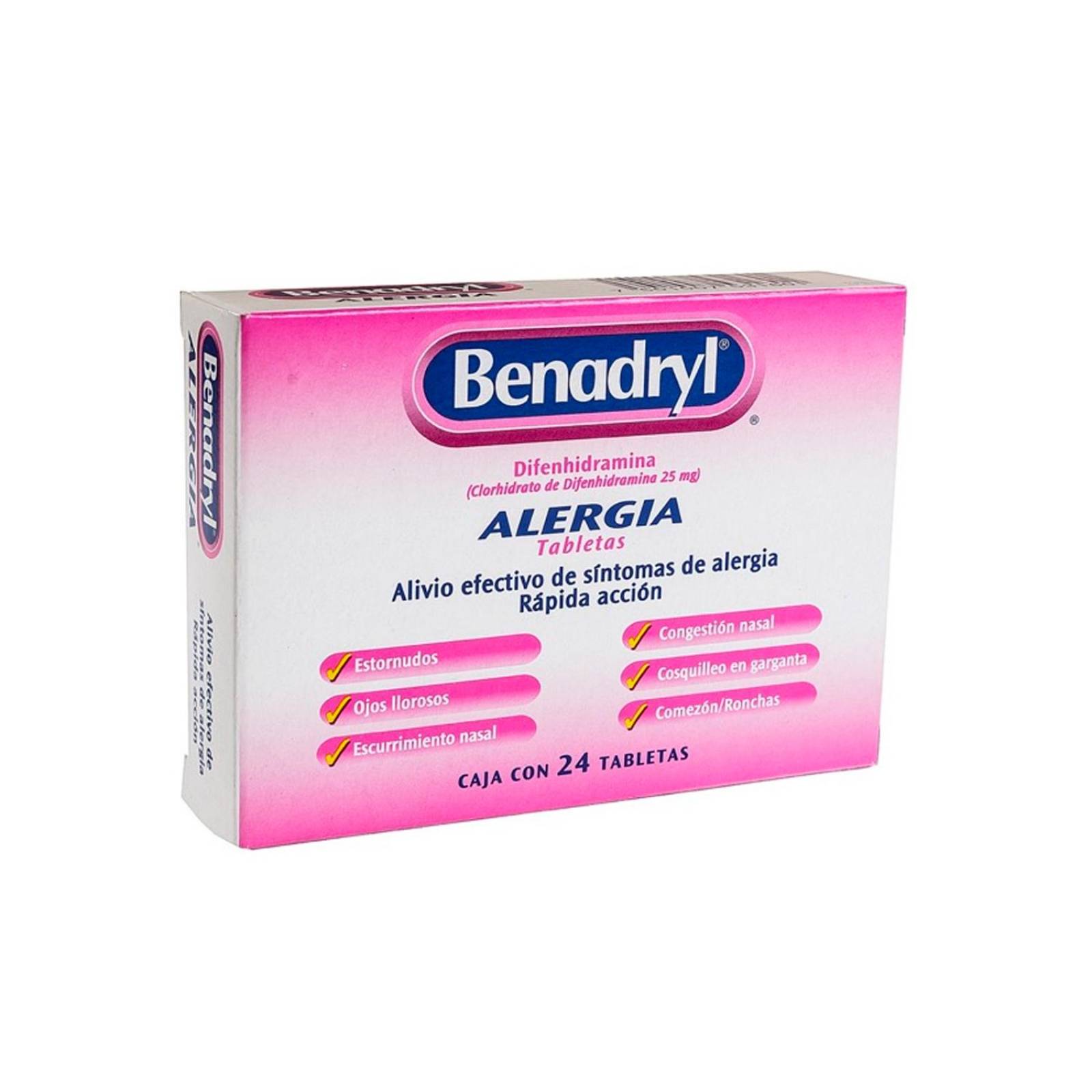 Antihistamínico Benadryl 24 Tabletas de 25 mg 