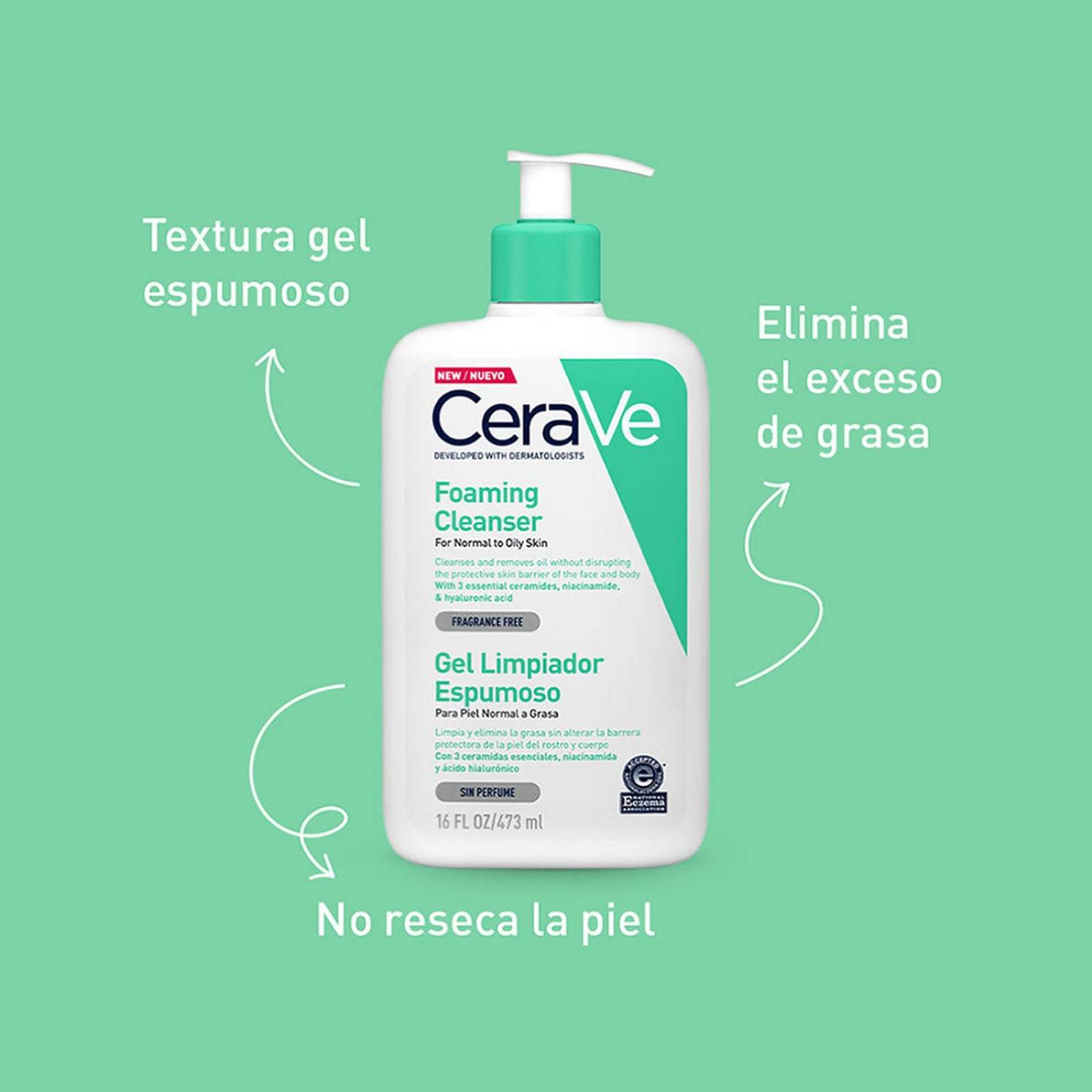 Gel Limpiador Espumoso CeraVe Piel Normal a Grasa 473 ml 
