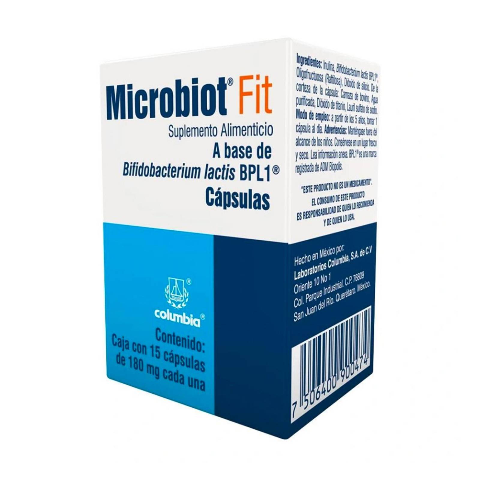 Suplemento Alimenticio Microbiot Fit 15 caps c/ 50 mg 