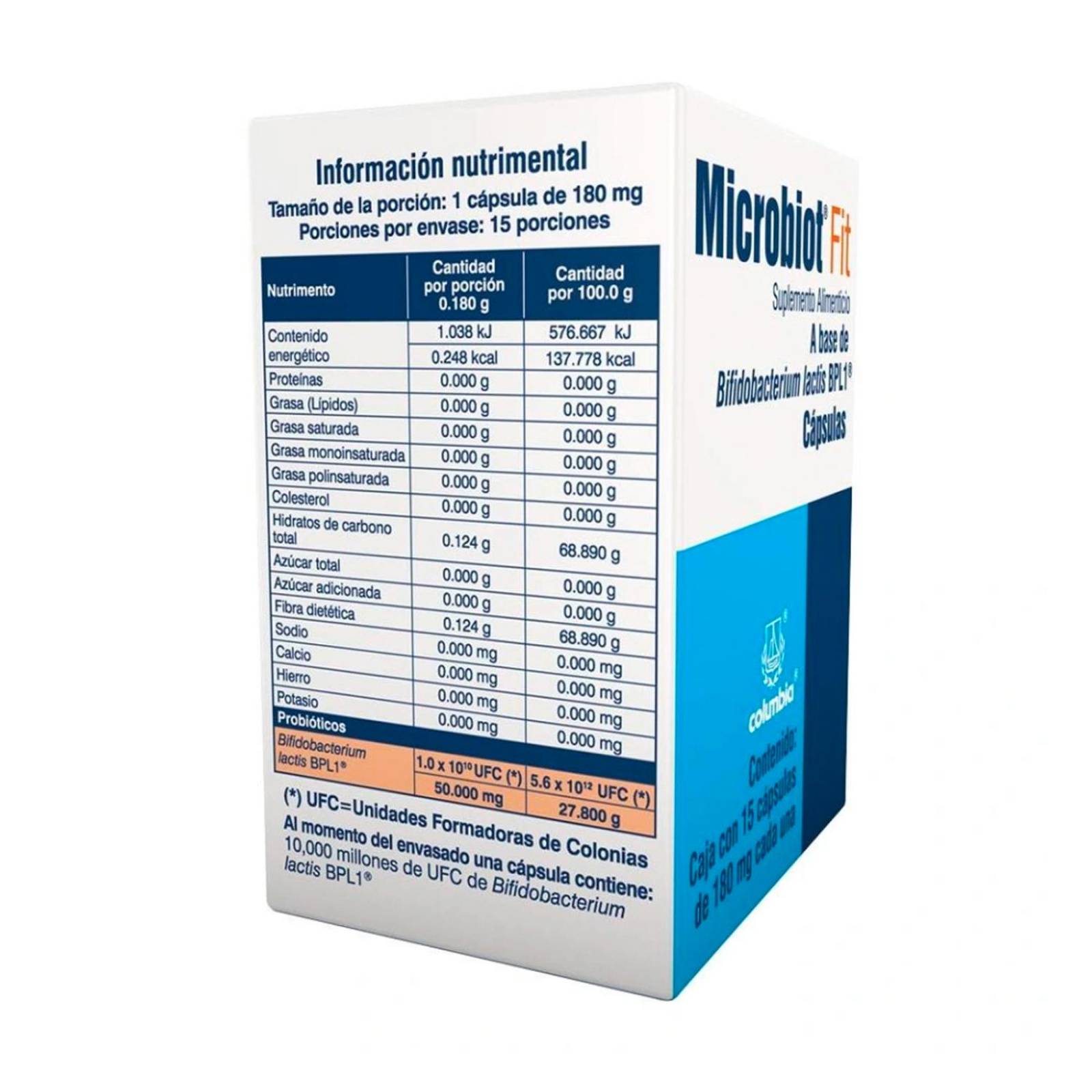 Suplemento Alimenticio Microbiot Fit 15 caps c/ 50 mg 