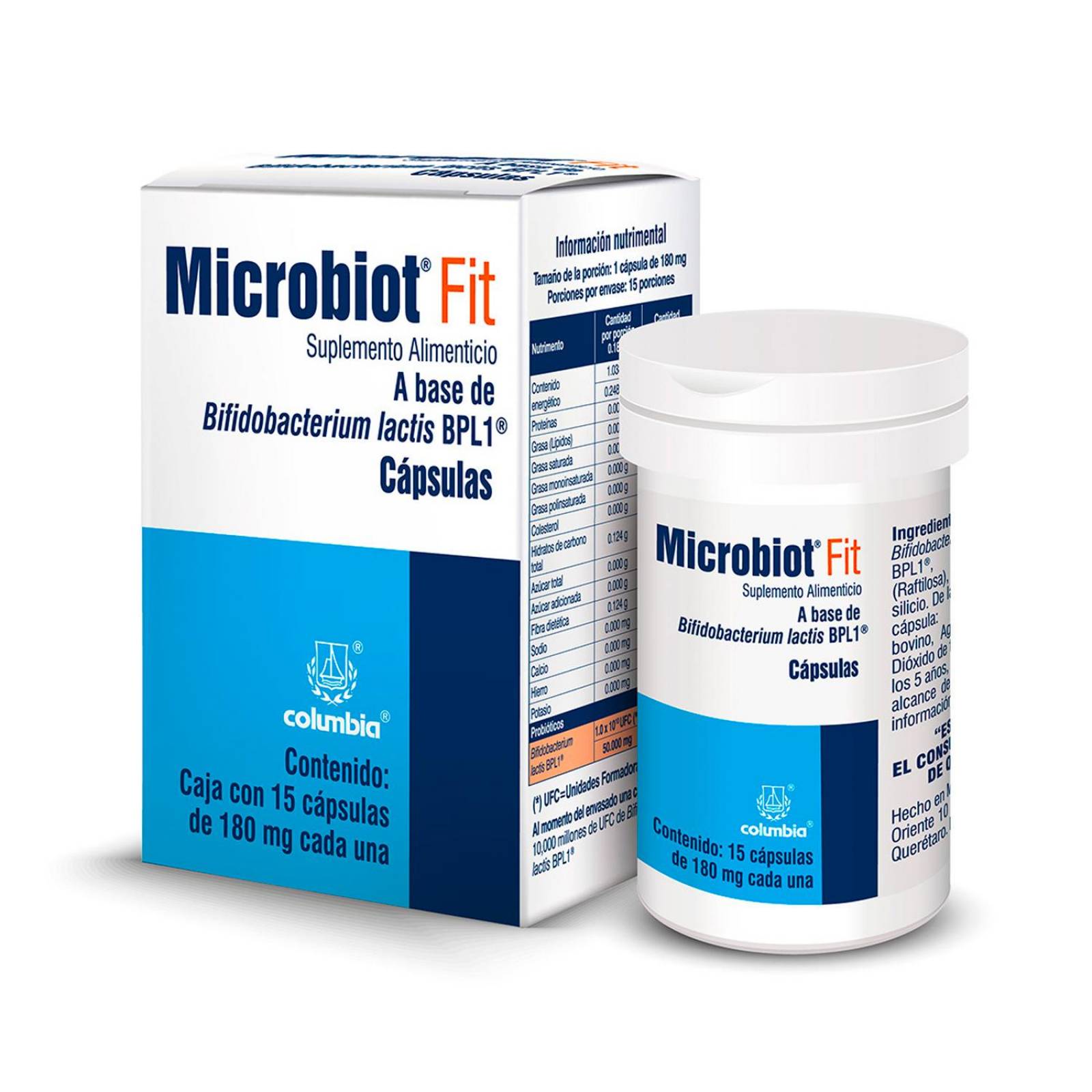 Suplemento Alimenticio Microbiot Fit 15 caps c/ 50 mg 