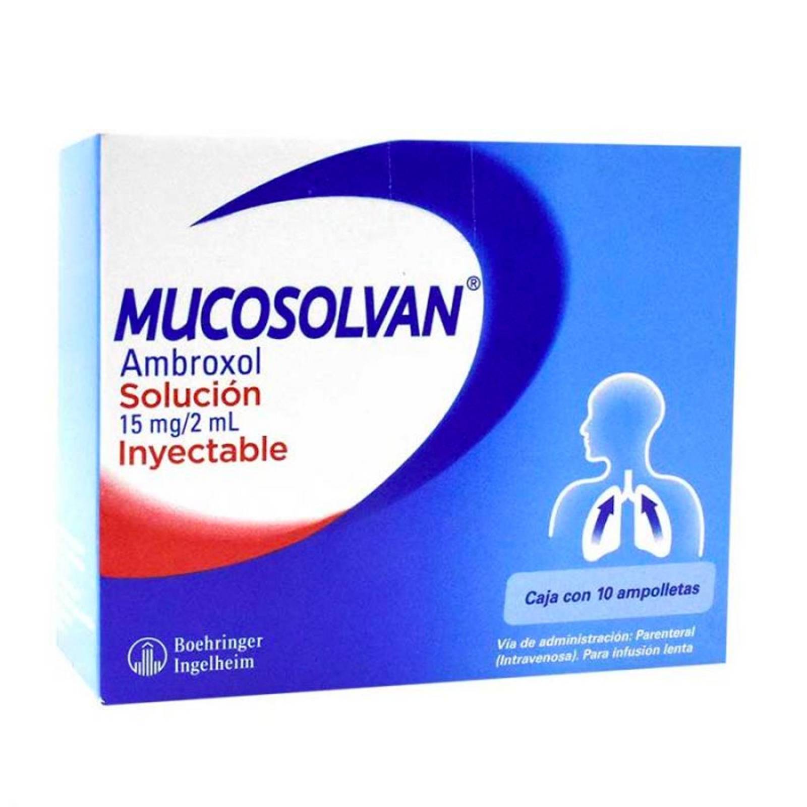 Solución Inyectable Mucosolvan 15 mg 10 ampolletas 