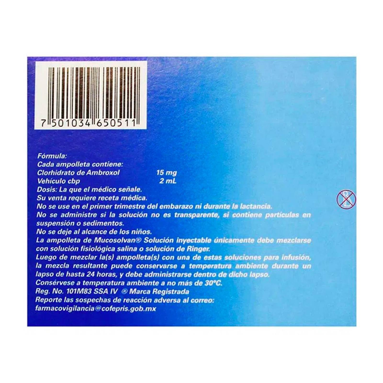 Solución Inyectable Mucosolvan 15 mg 10 ampolletas 