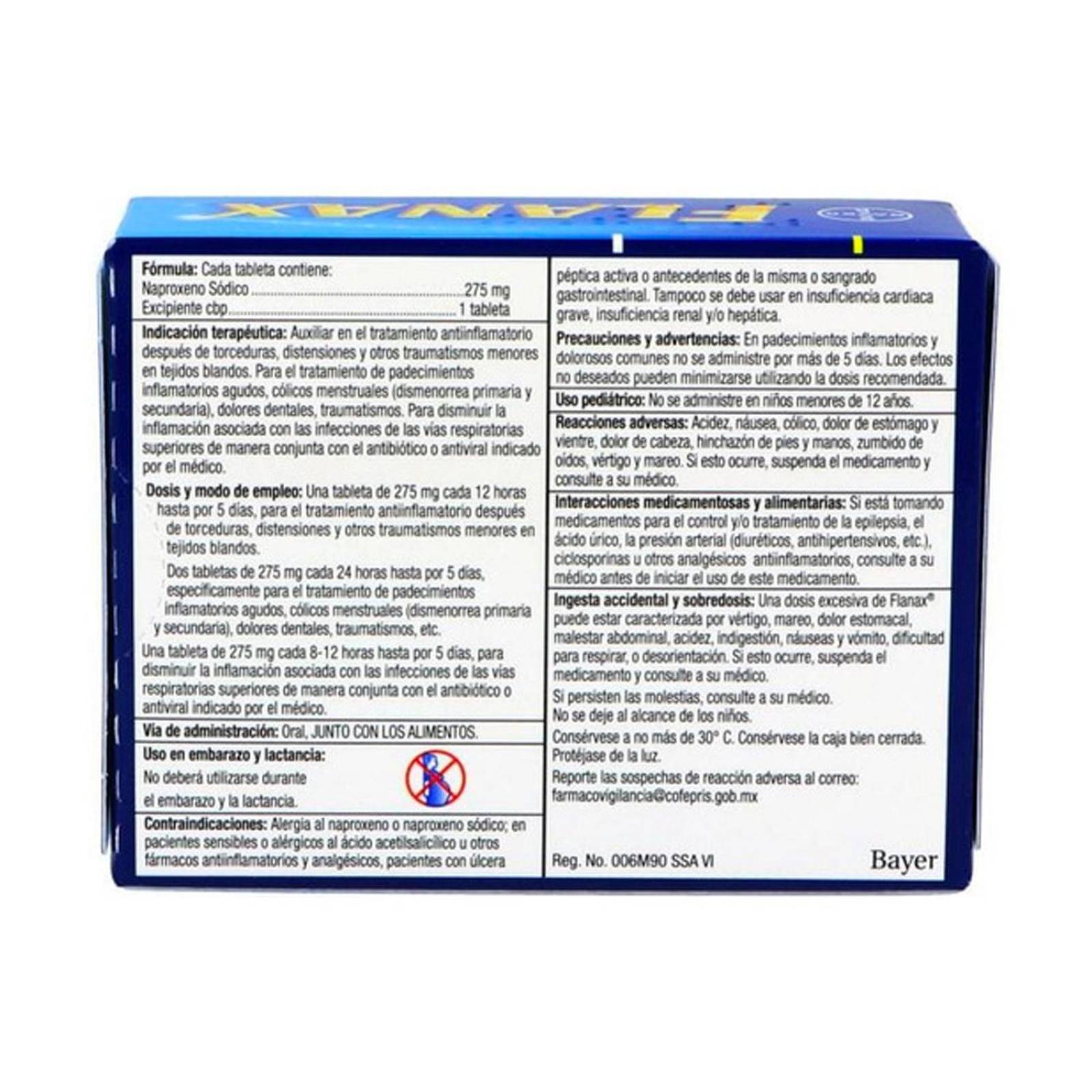 Analgésico Flanax 275 mg 20 tabletas 