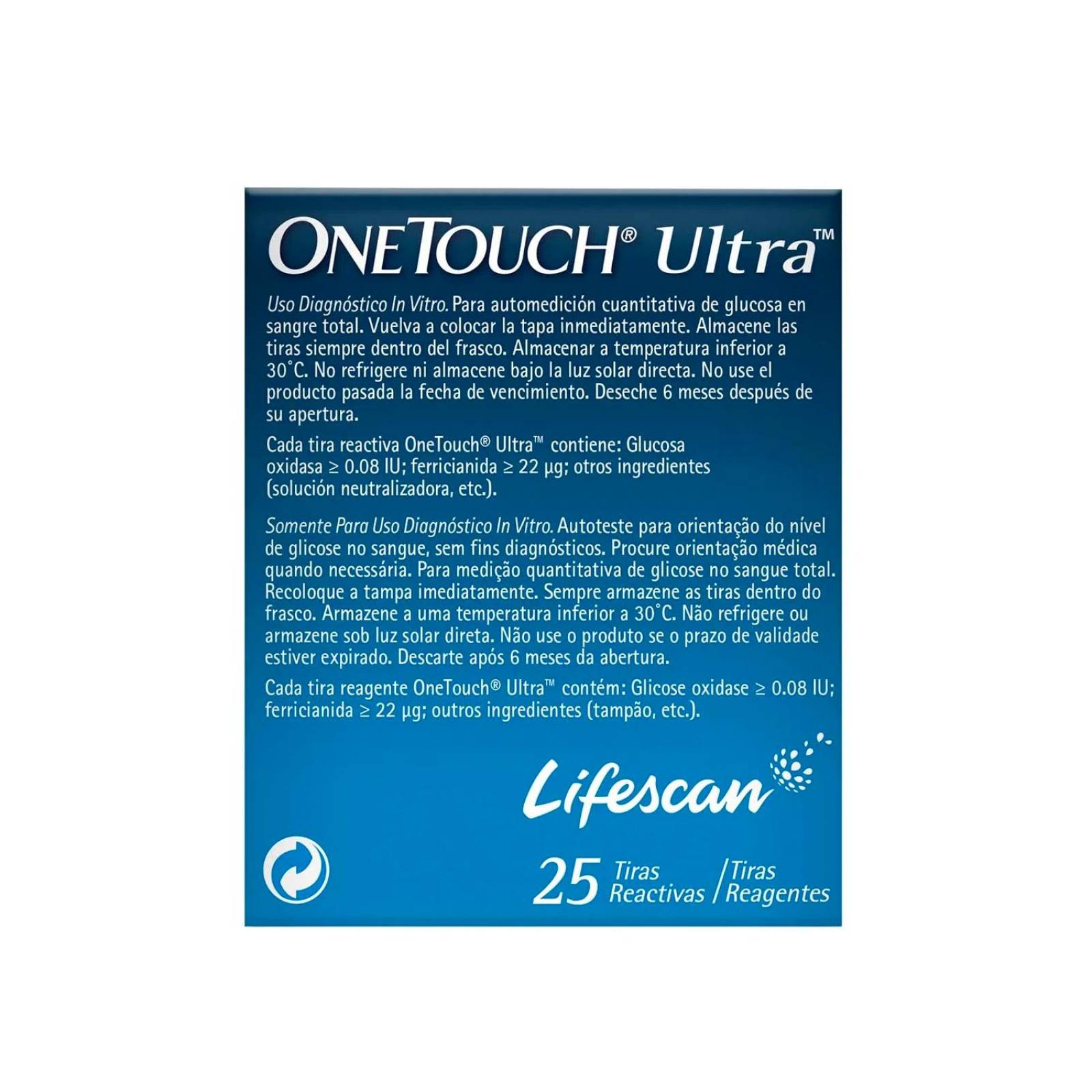 Tiras Reactivas One Touch Ultra 25 piezas 