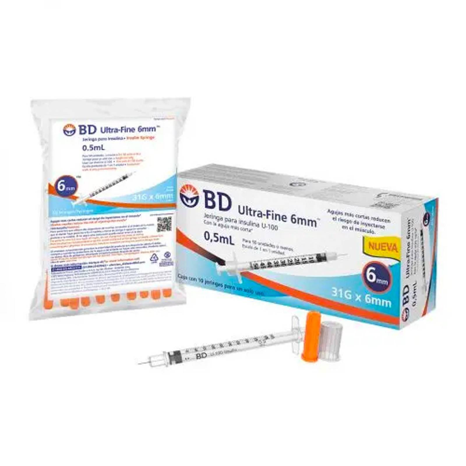 Jeringa para Insulina BD Ultra Fine 0.5 ml 31Gx6mm 10 piezas
