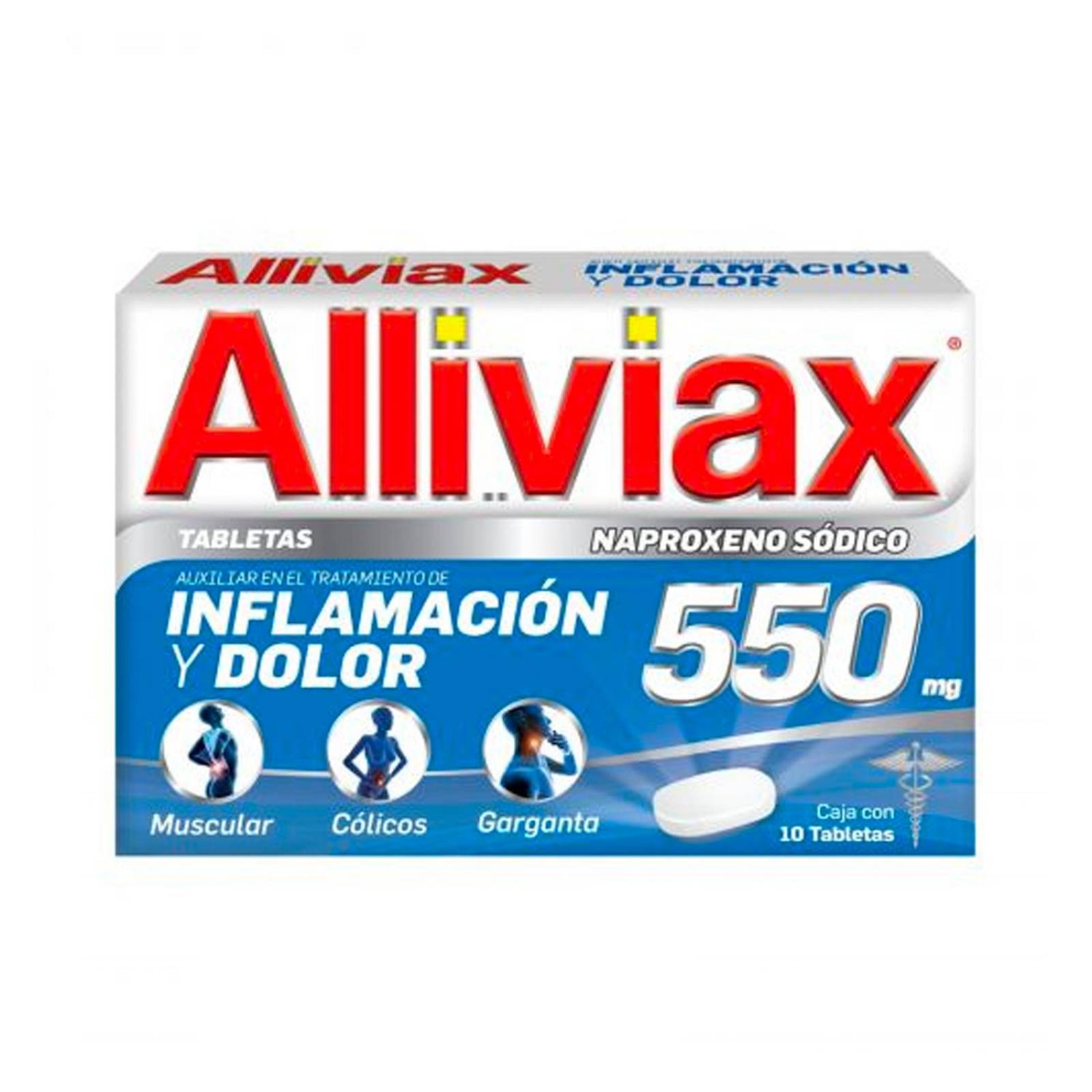 Naproxeno Sódico Alliviax 550 mg 10 Tabletas 