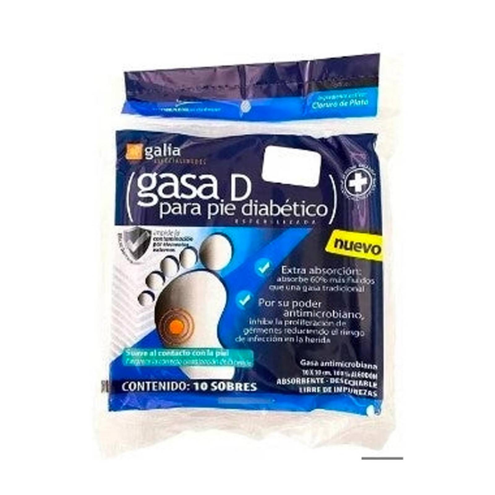 Gasa Galia para Pie Diabético 10x10 cm 10 piezas 