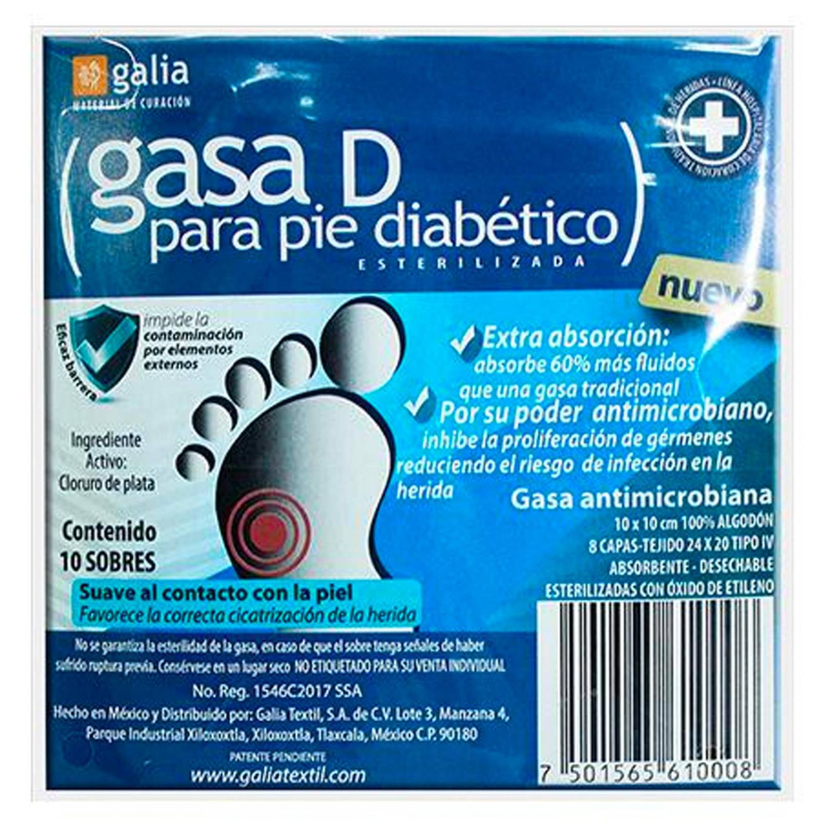 Gasa Galia para Pie Diabético 10x10 cm 10 piezas 