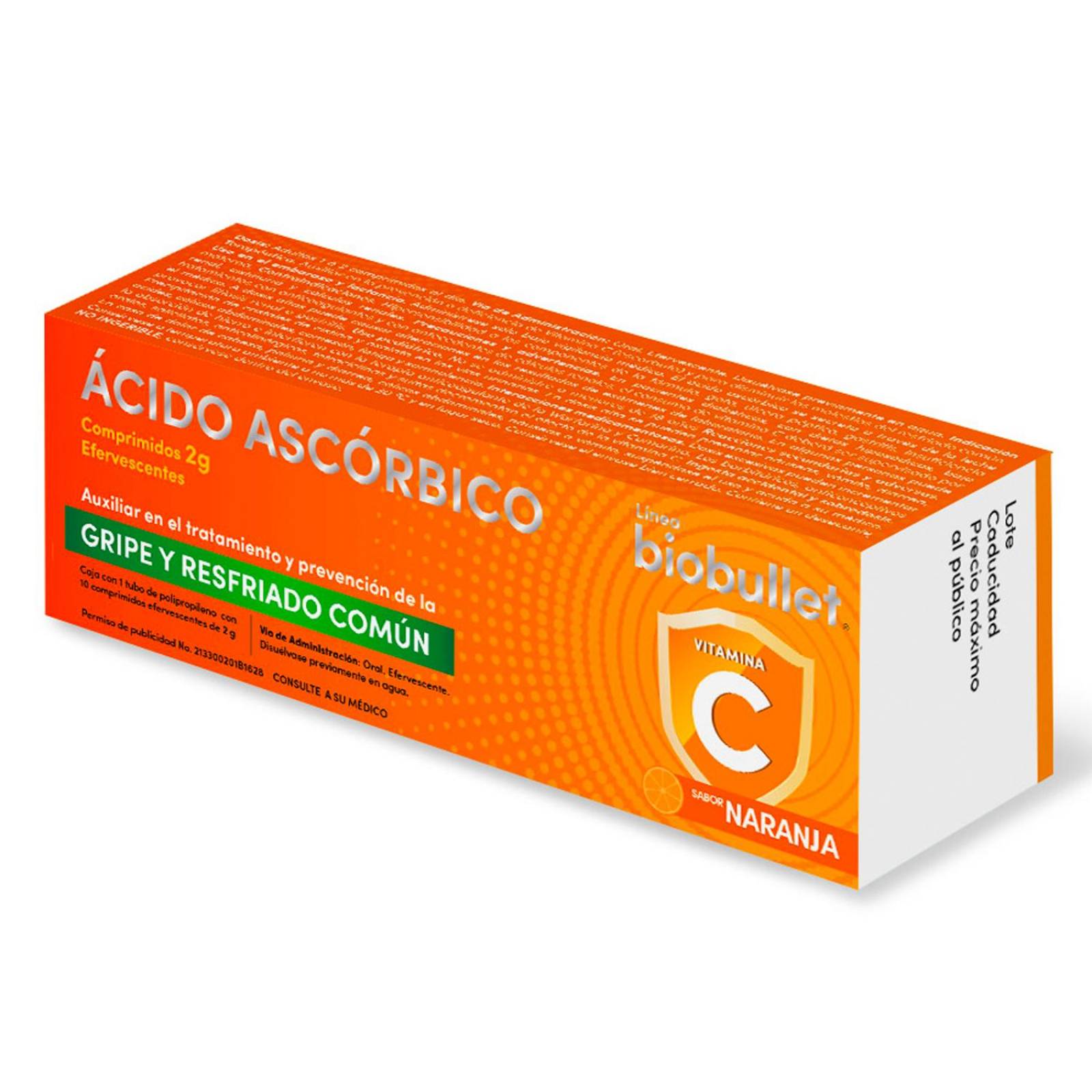 Ácido Ascórbico Biobullet Sabor Naranja 10 comprimidos