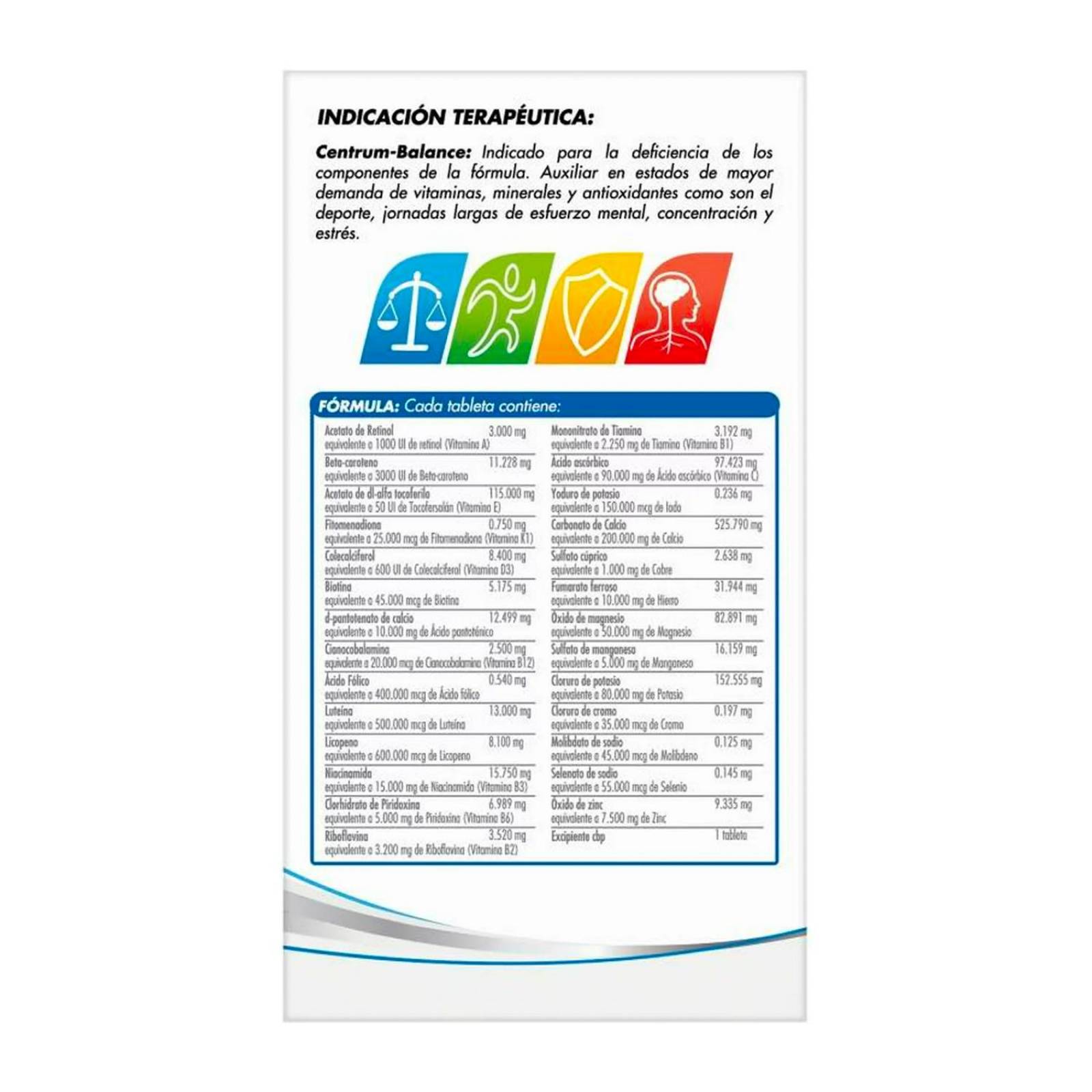 Multivitamínico Centrum Balance 60 Tabletas 