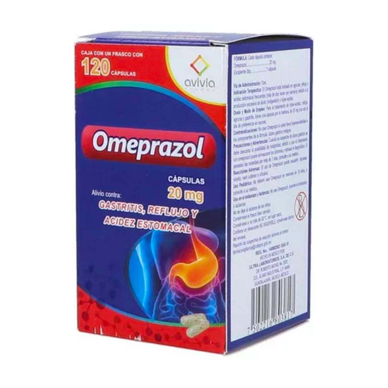 Cápsulas Omeprazol 20 mg 120 Cápsulas 