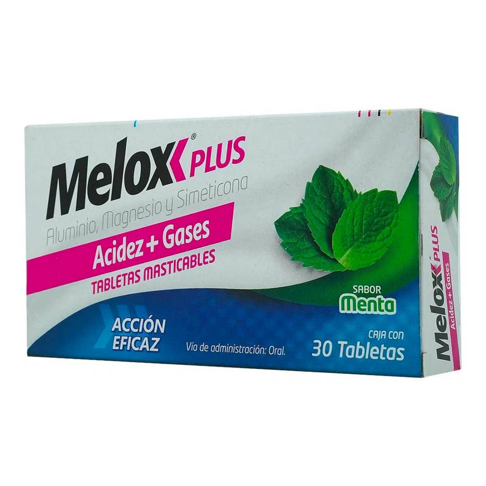 Tabletas Masticables Melox Plus Sabor Menta 30 piezas
