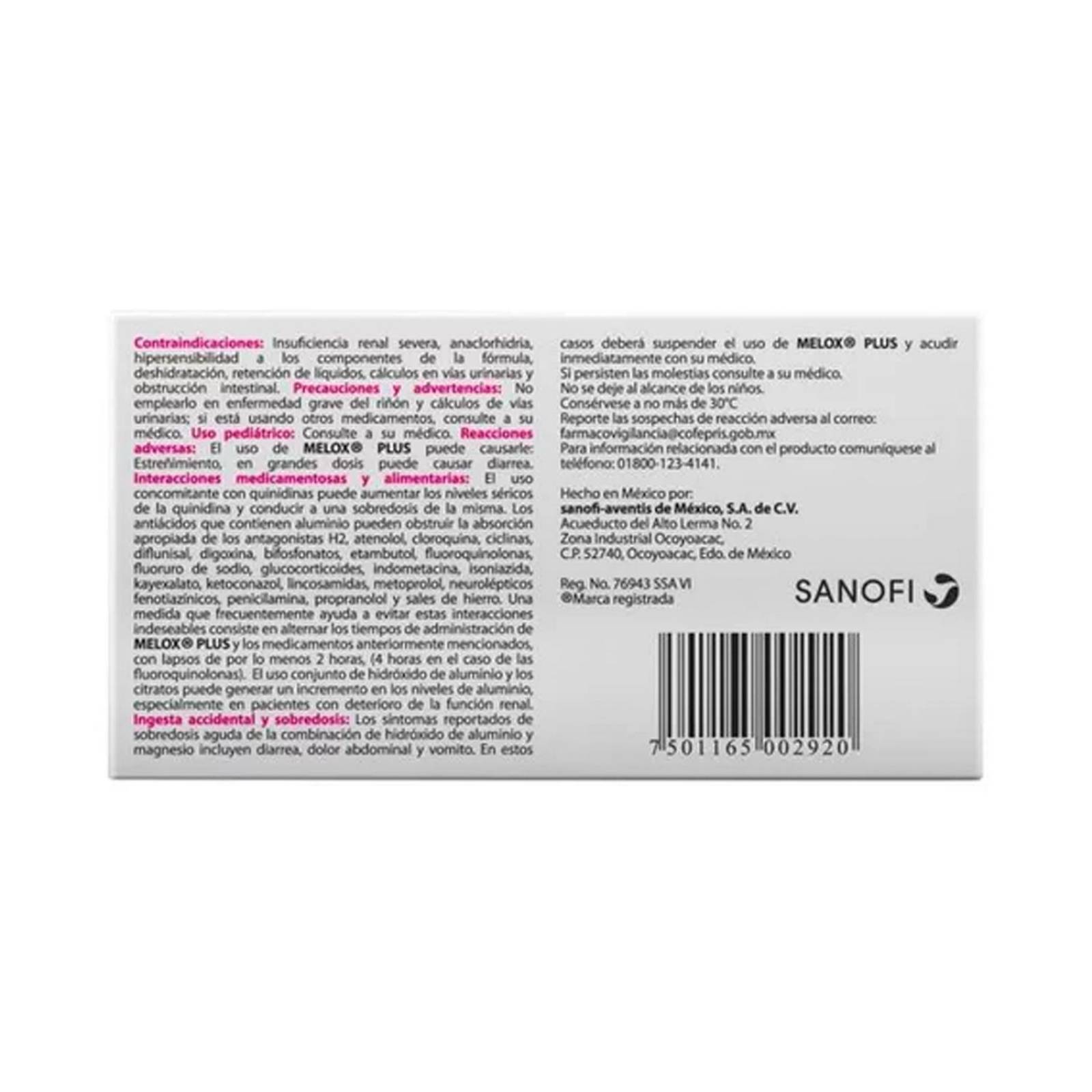 Tabletas Masticables Melox Plus Sabor Menta 30 piezas