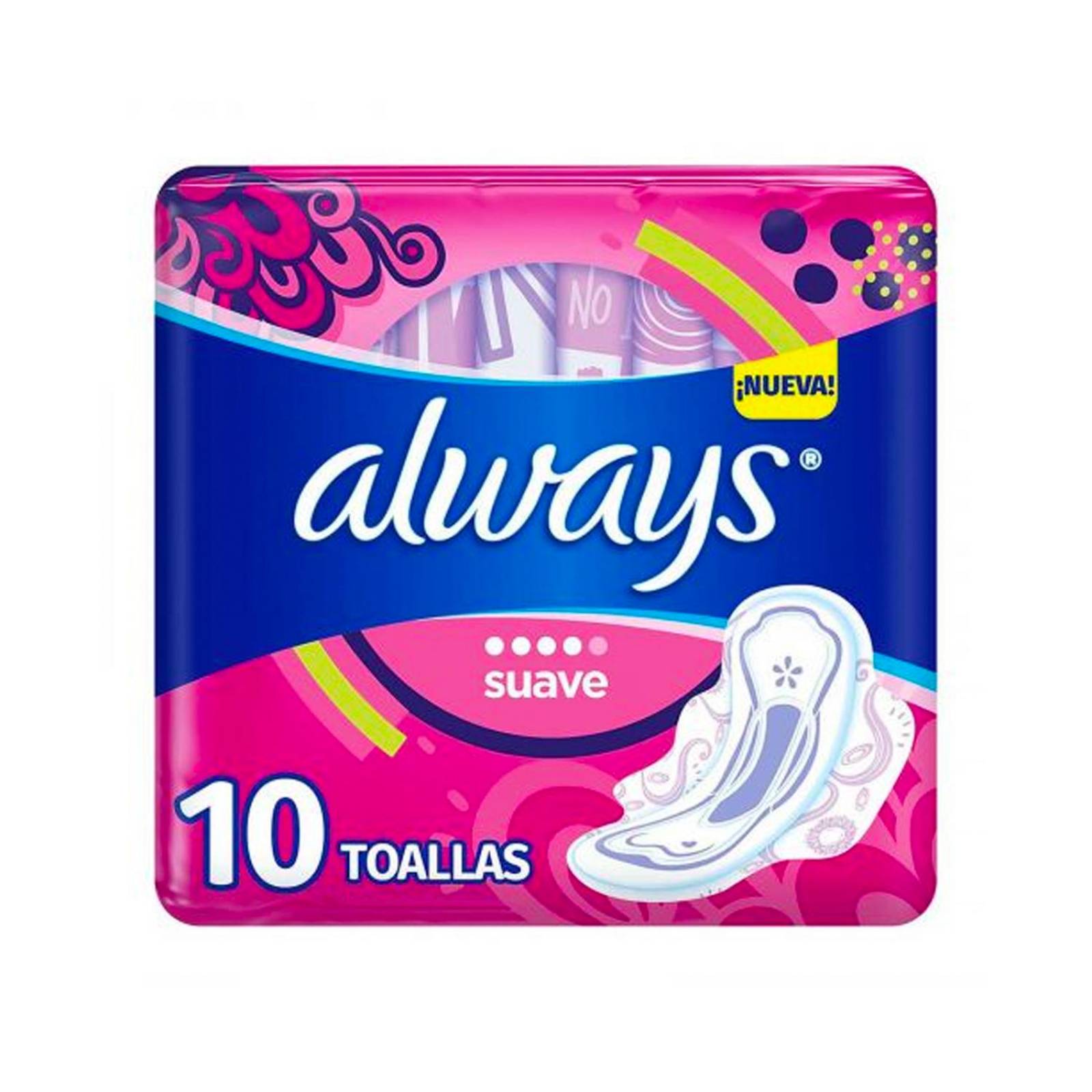 Toallas Femeninas Always Suave con Alas 10 piezas 