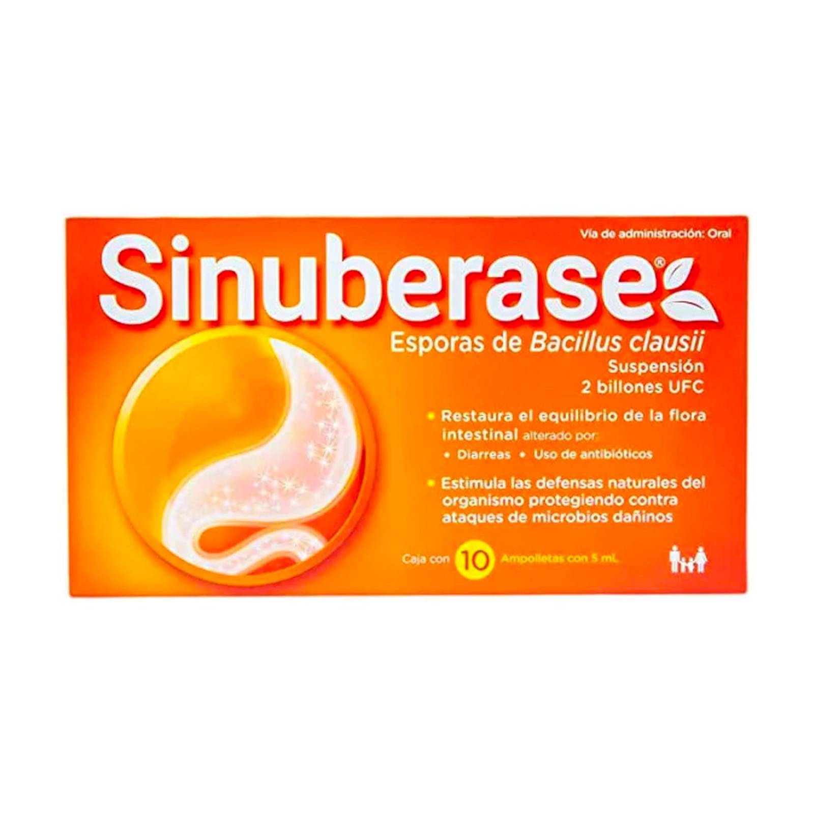 Probióticos Sinuberase Bacilus Clausii 10 Ampolletas de 5 ml