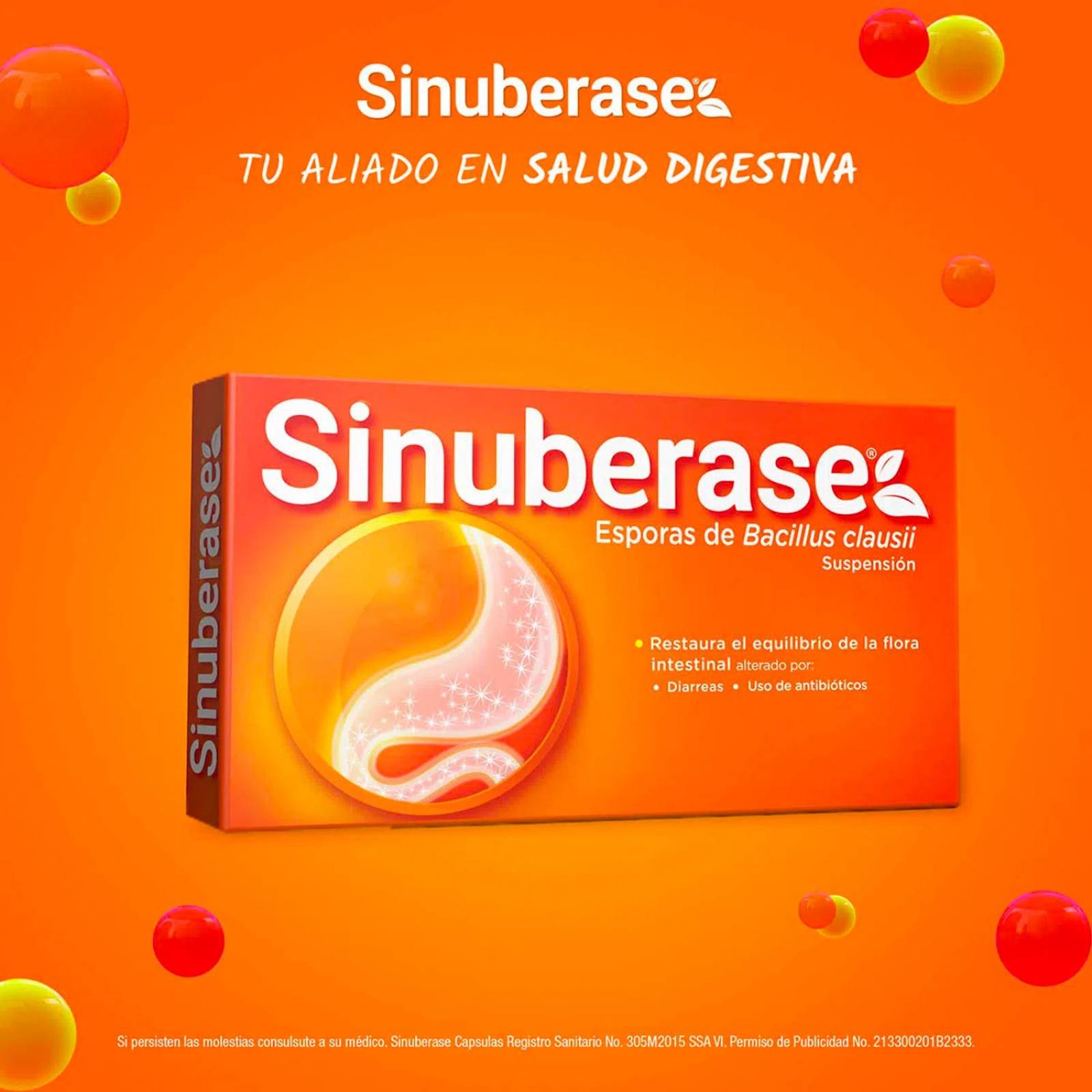 Probióticos Sinuberase Bacilus Clausii 10 Ampolletas de 5 ml