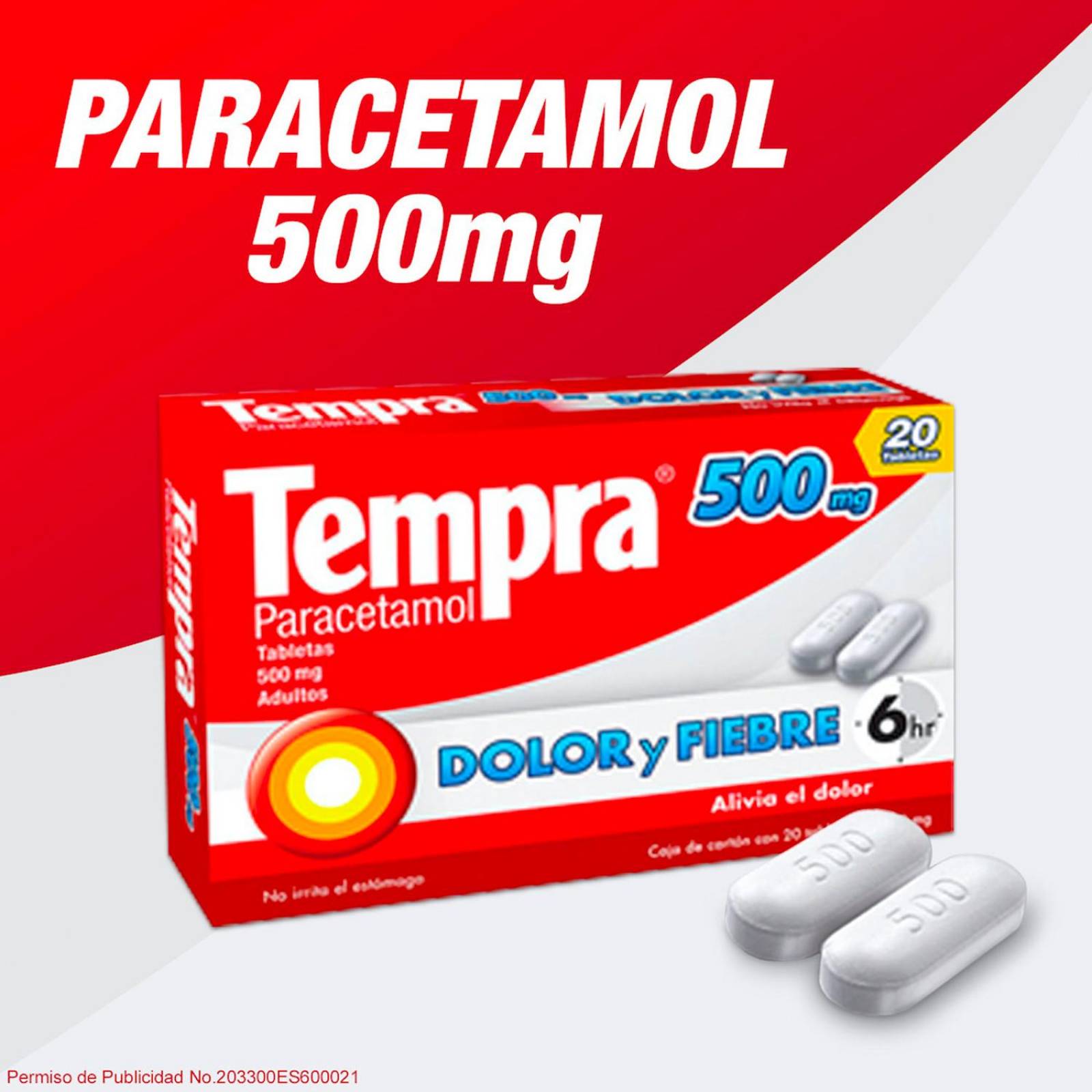 Medicamento Tempra 500 mg 10 Tabletas 