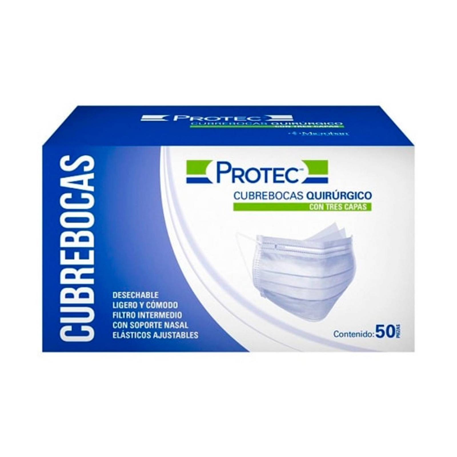Cubrebocas Protec Quirúrgico Desechable 50 piezas
