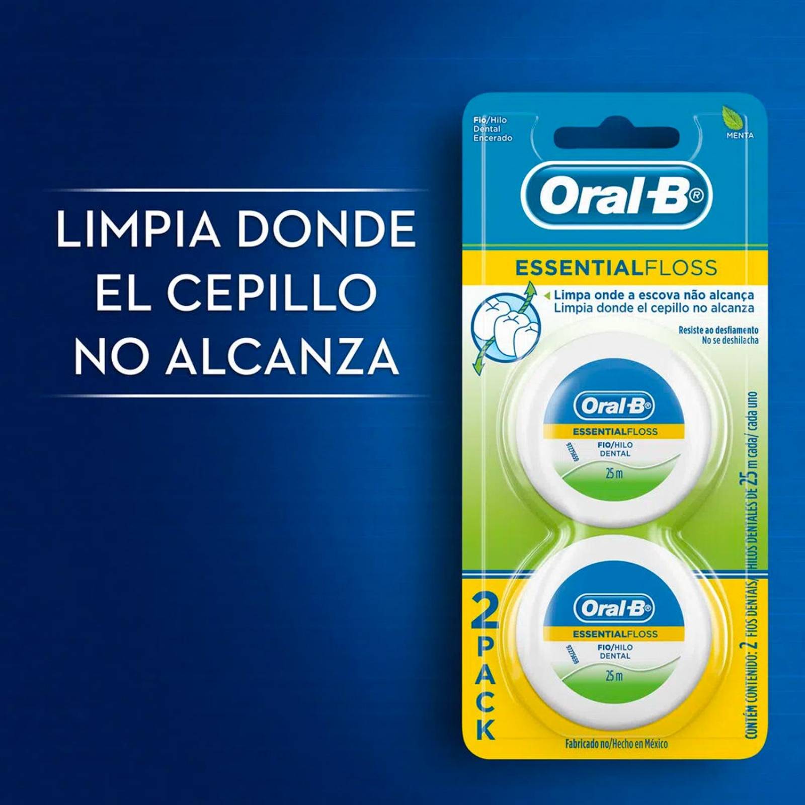 Hilo Dental Oral-B Essential Floss Encerado 2 piezas 