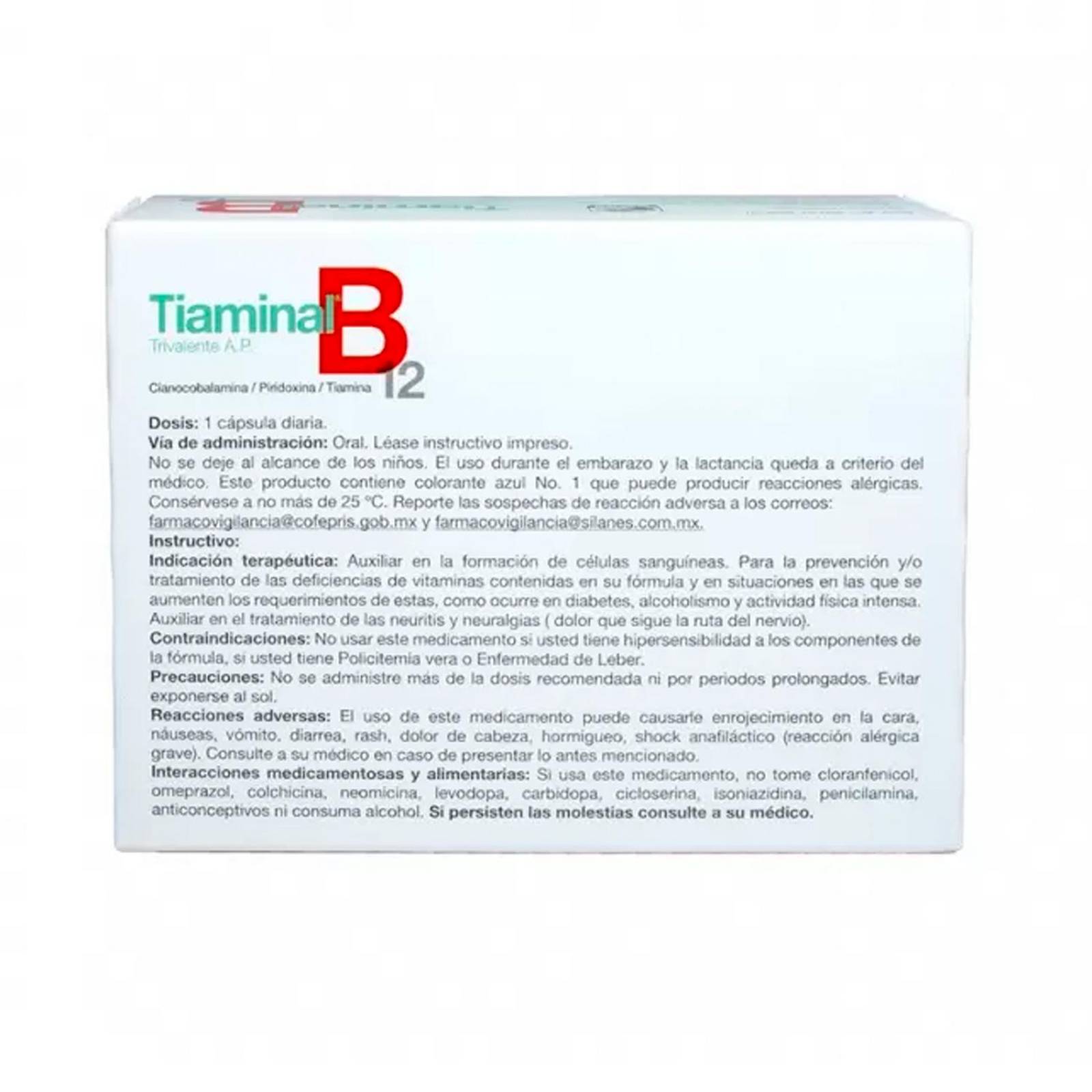 Trivalente Oral Tiaminal B12 30 Cápsulas 