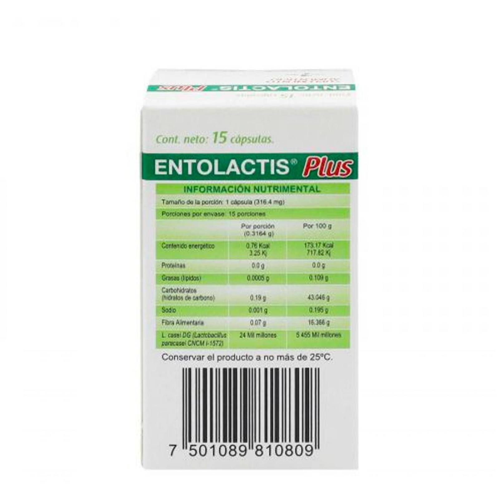 Suplemento Alimenticio Entolactis Plus 15 Cápsulas 