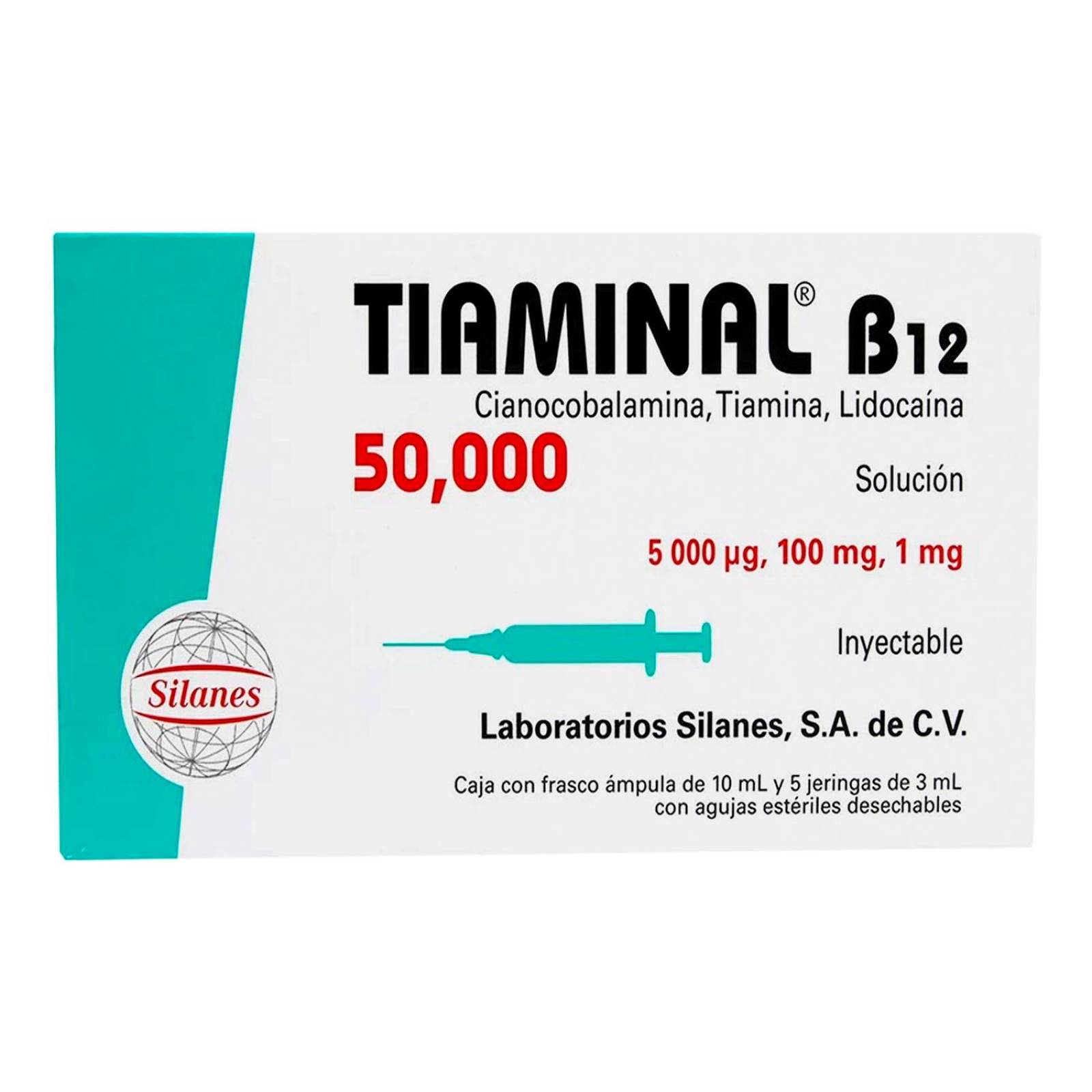 Solución Inyectable Tiaminal B12 Ámpula 10 ml + 5 Jeringas 