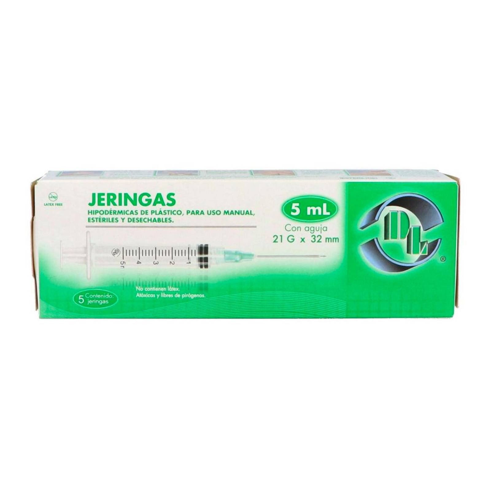 Jeringas DL 5 ml 21Gx32mm 5 piezas 