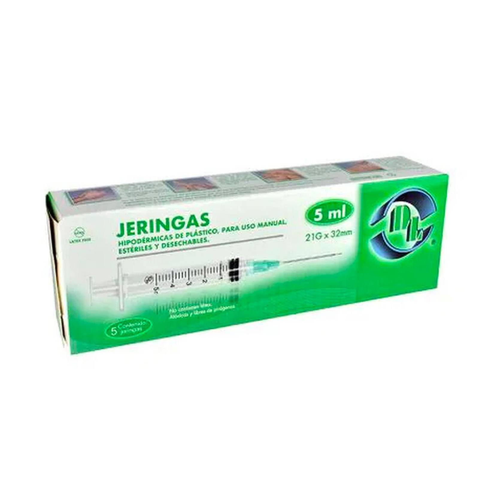 Jeringas DL 5 ml 21Gx32mm 5 piezas 