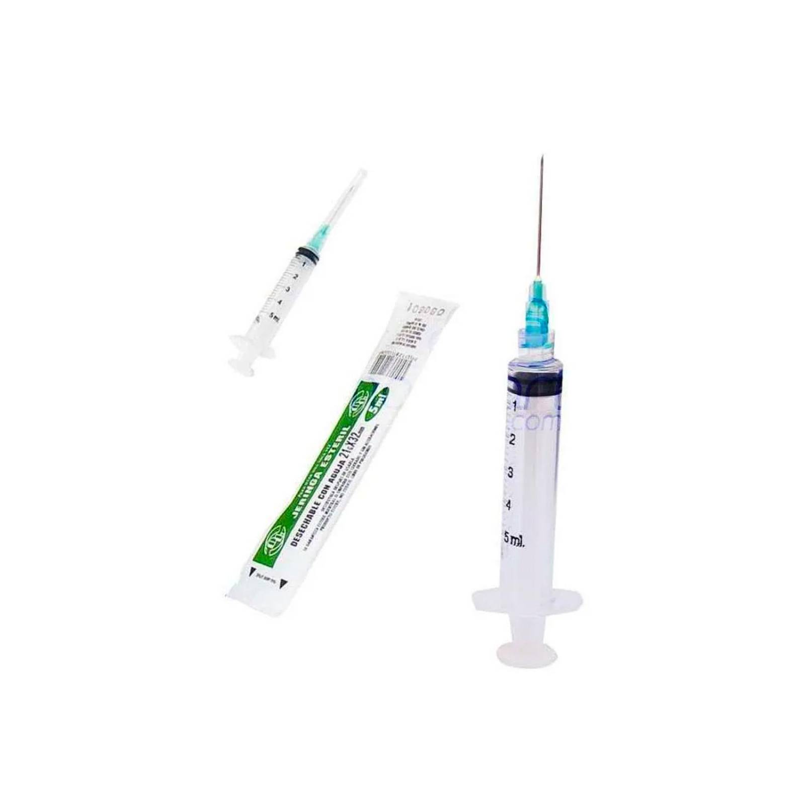 Jeringas DL 5 ml 21Gx32mm 5 piezas 