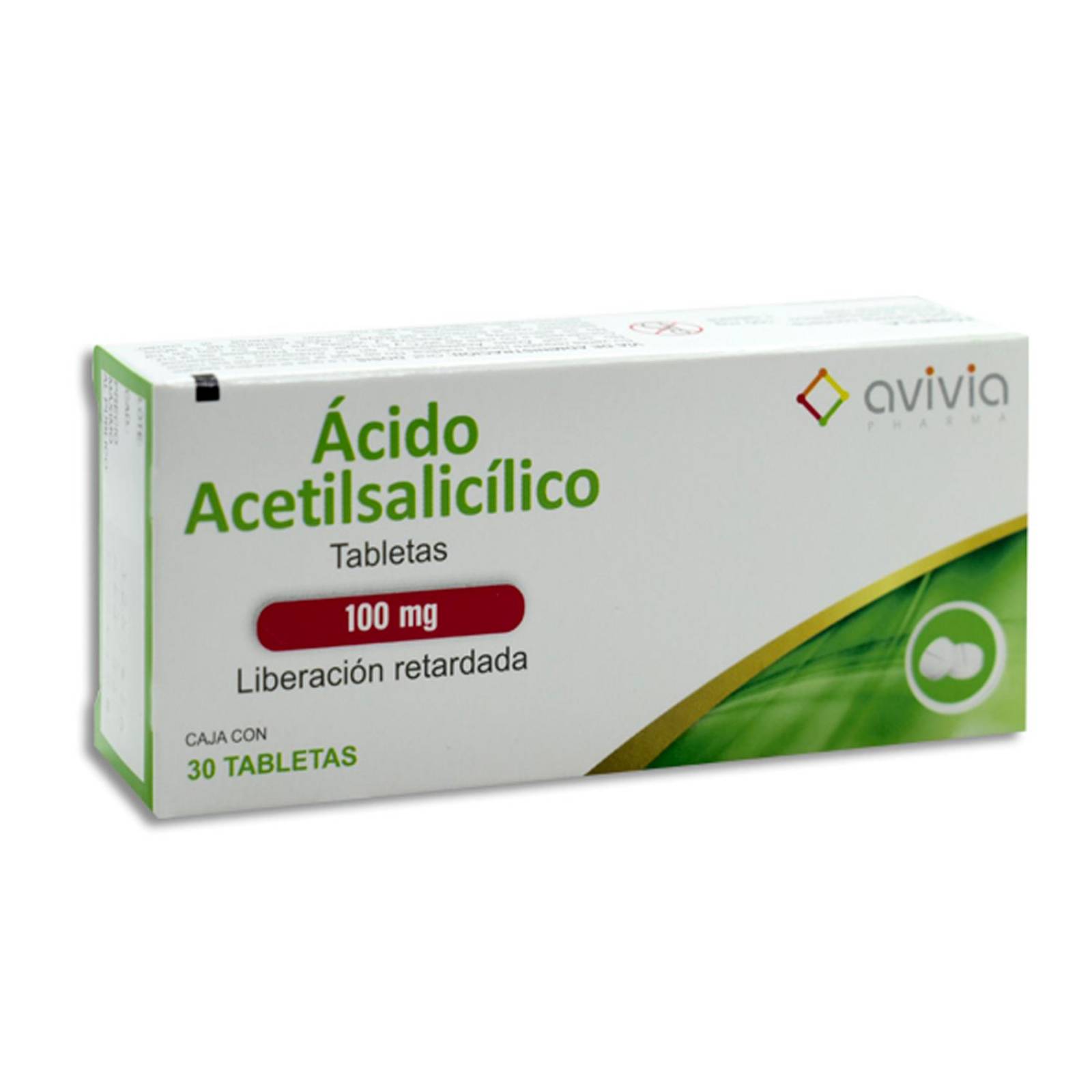 Ácido acetilsalicilico Avivia 30 Tabletas de 100 mg 