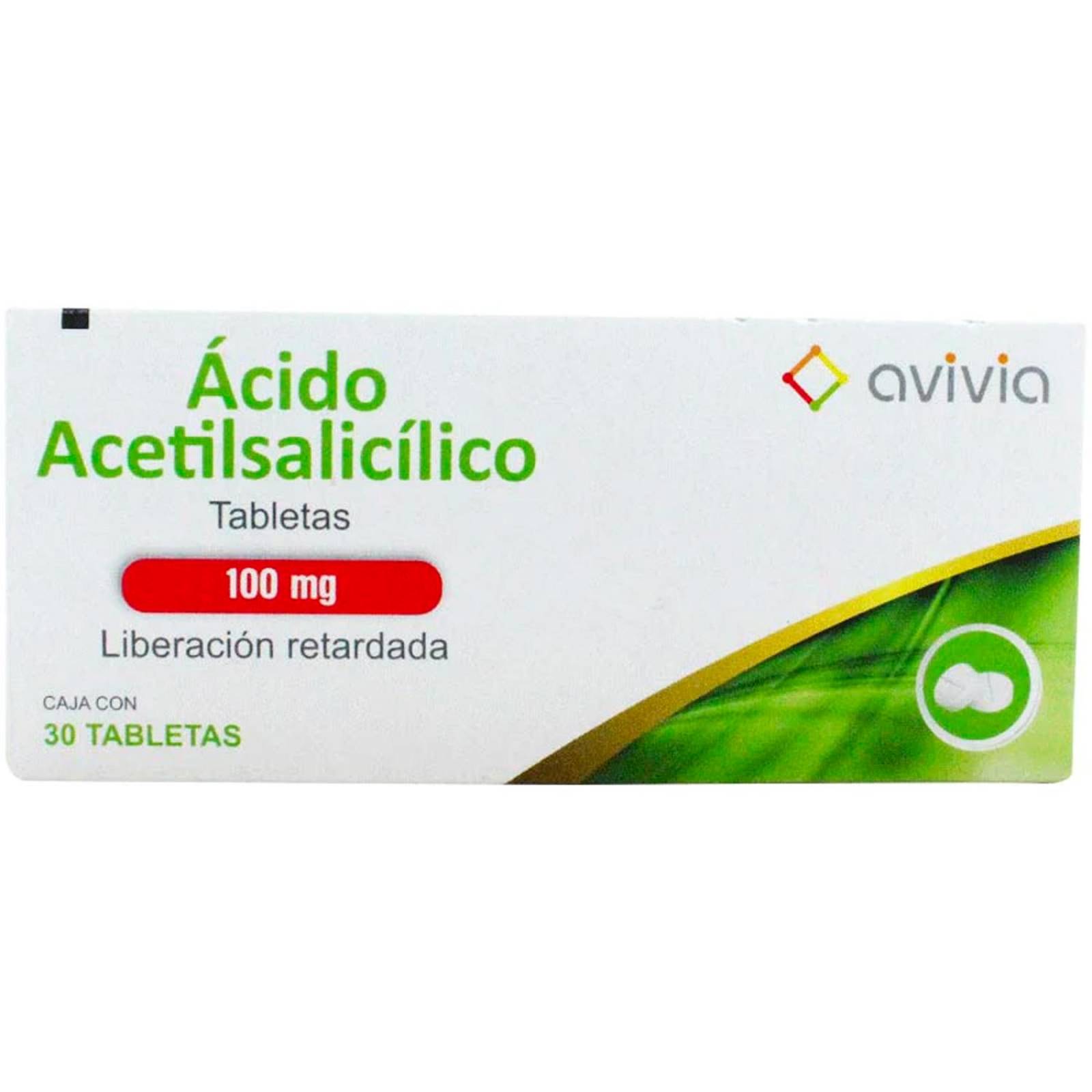Ácido acetilsalicilico Avivia 30 Tabletas de 100 mg 