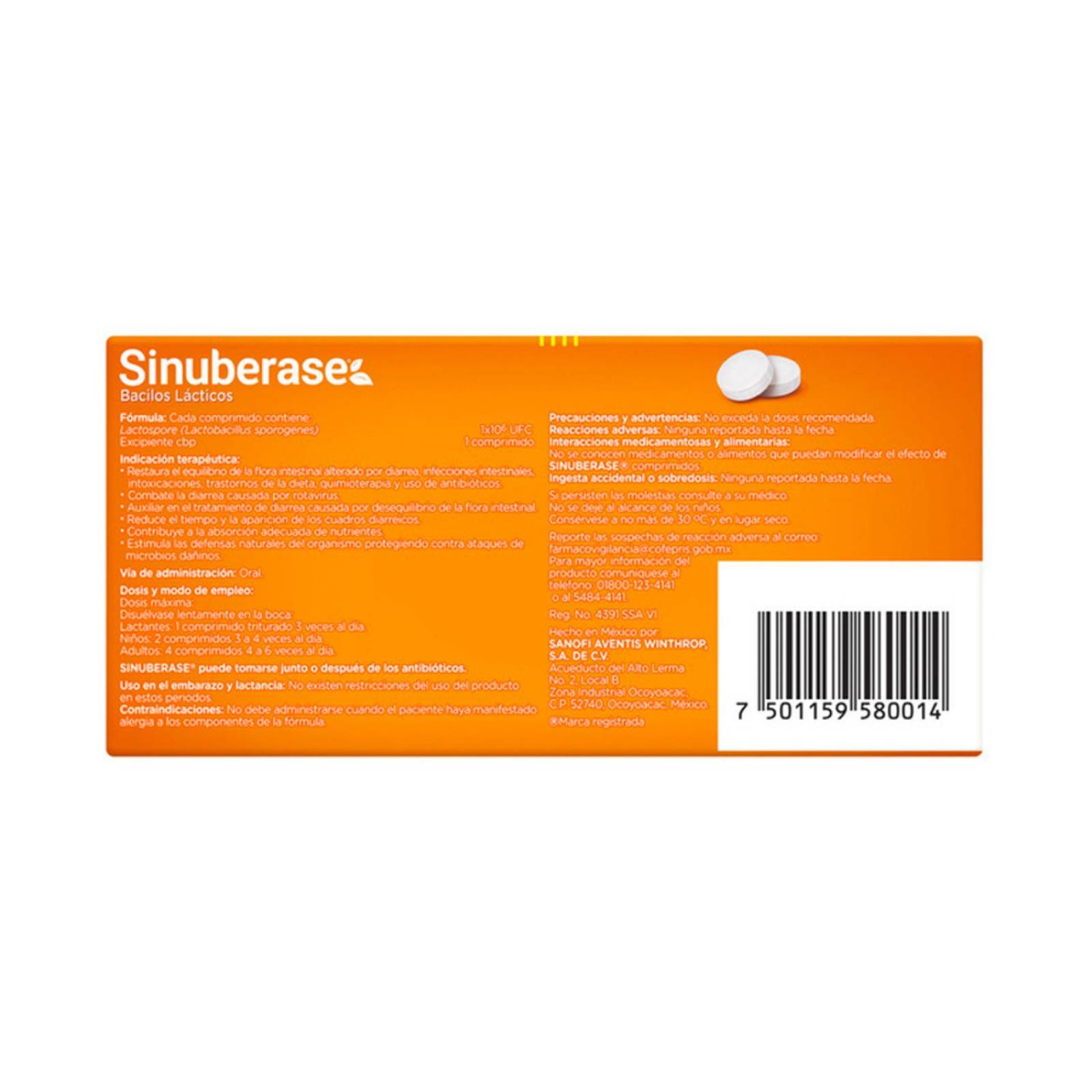 Probióticos Sinuberase Bacillus Coagulans 48 piezas 