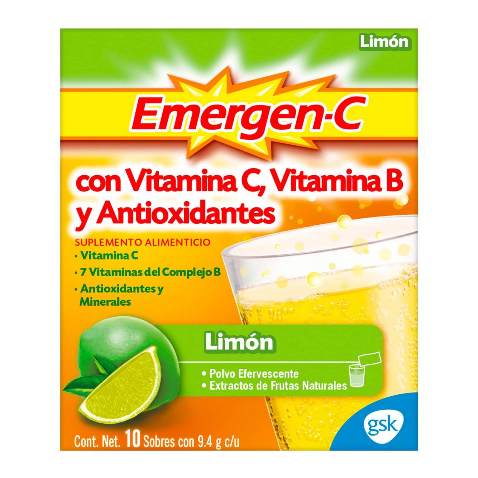 Suplemento Alimenticio Emergen-C Sabor Limón 10 sobres 