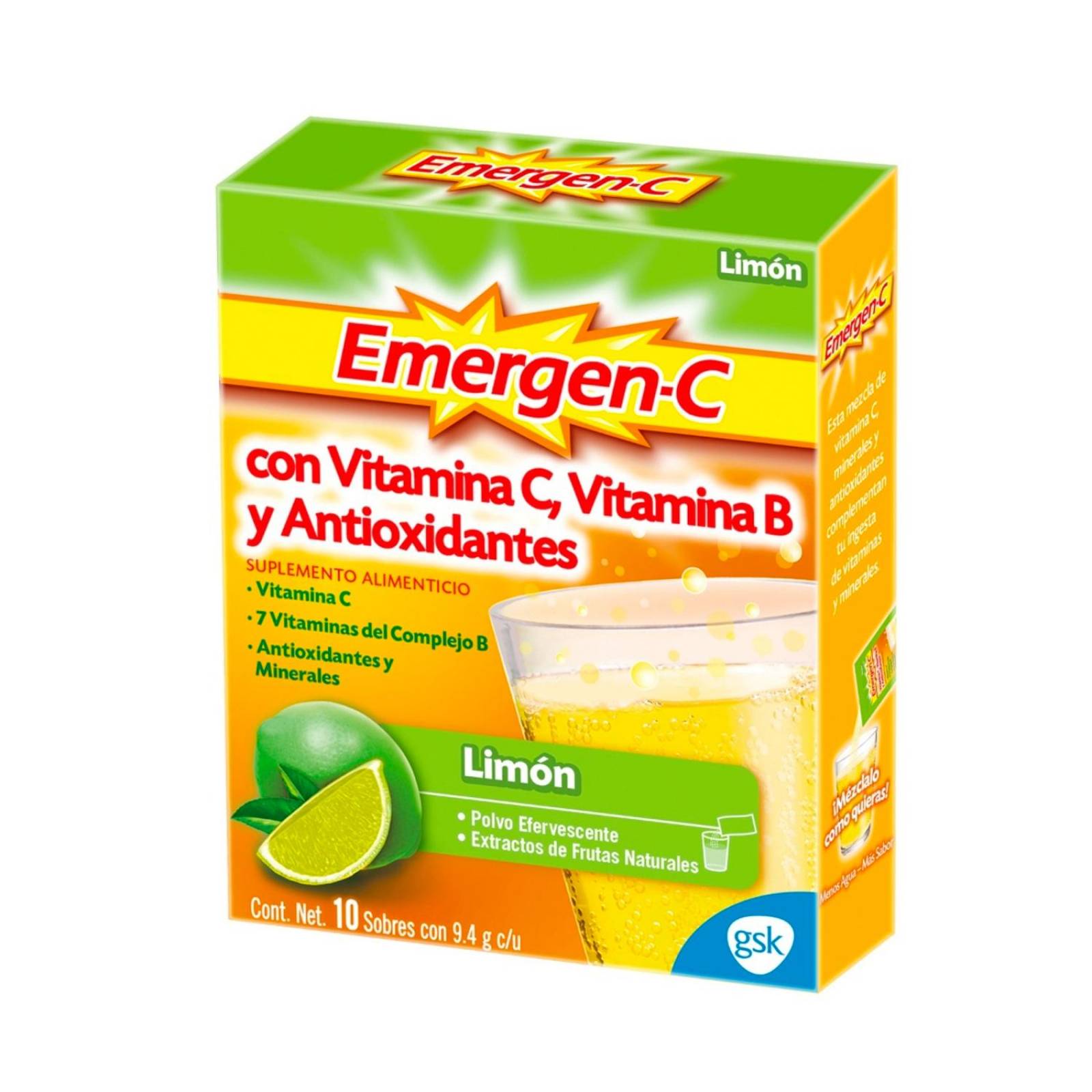 Suplemento Alimenticio Emergen-C Sabor Limón 10 sobres 