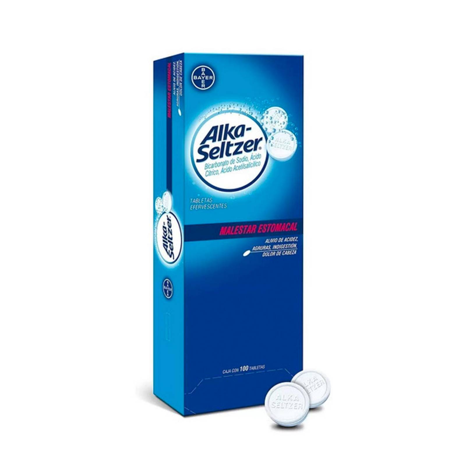 Tabletas Efervescentes Alka Seltzer 100 piezas