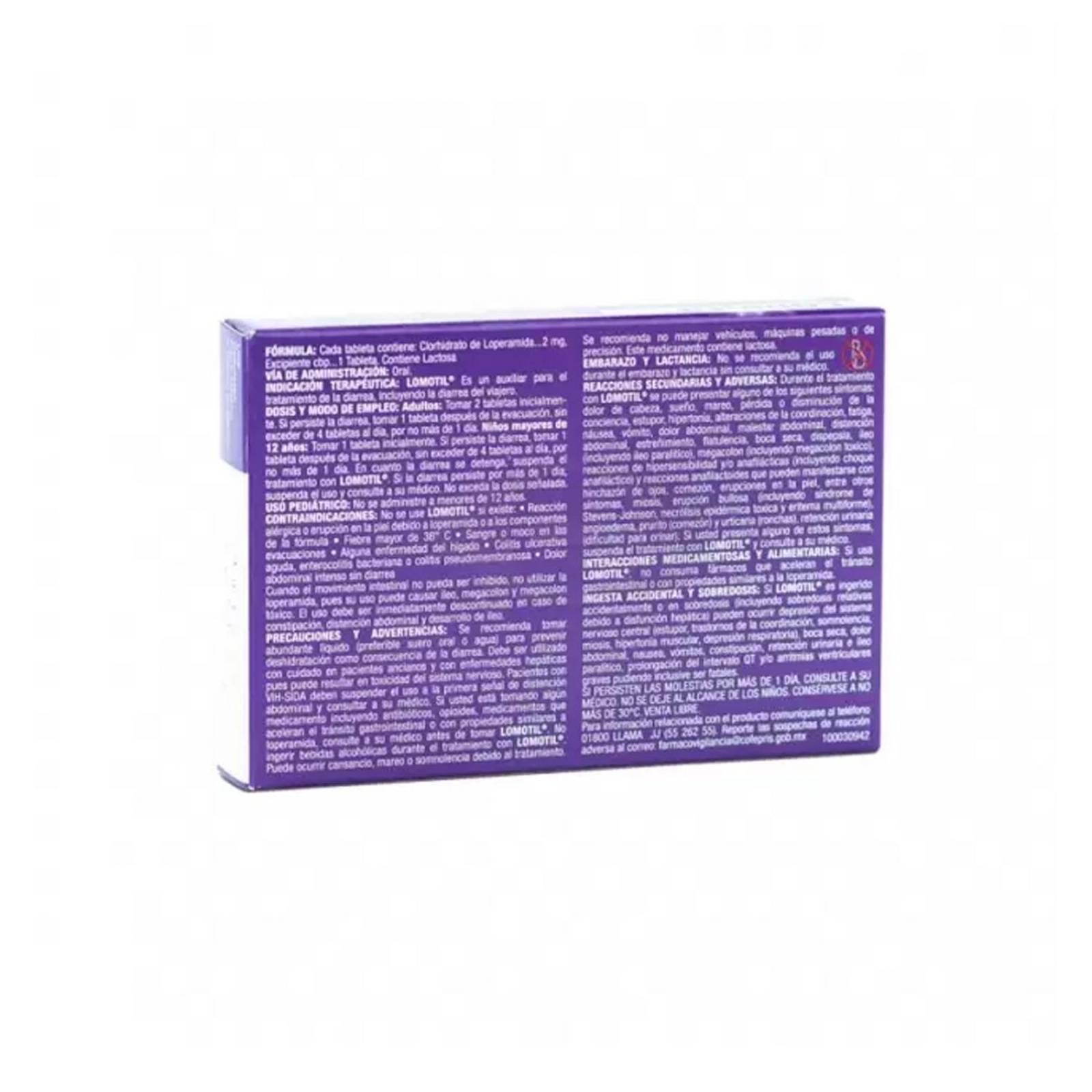 Loperamida Lomotil 2 mg 8 Tabletas 