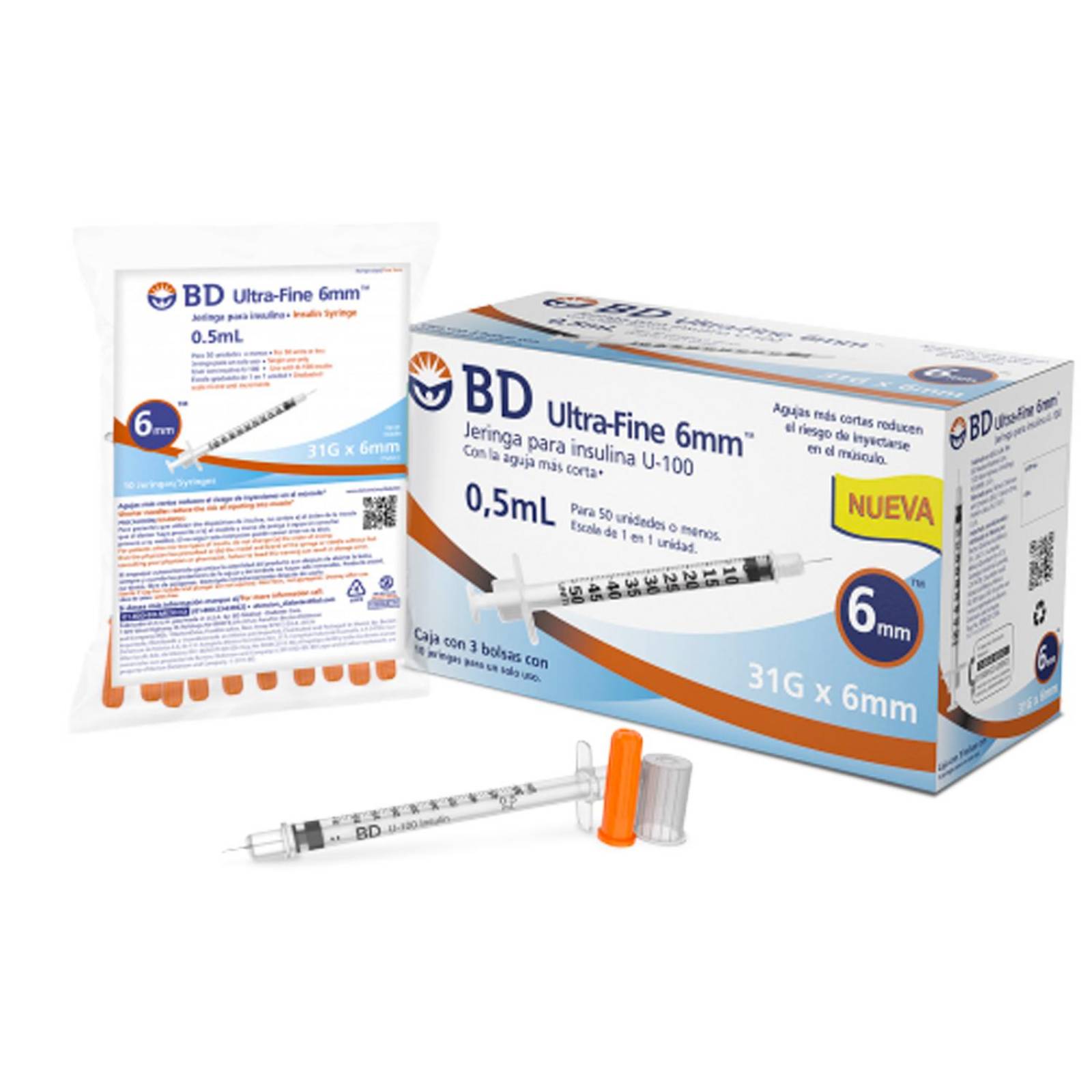 Jeringa para Insulina BD Ultra Fine 0.5 ml 31x6mm 30 piezas 