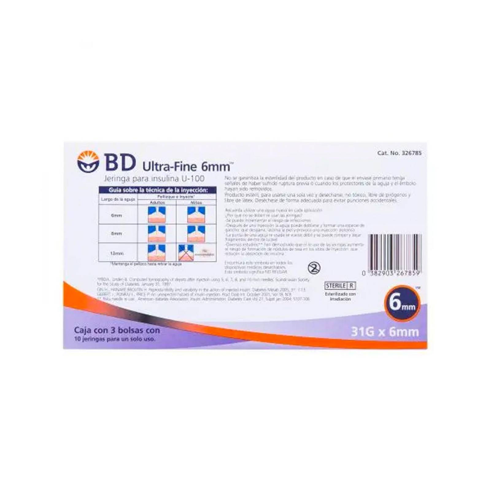 Jeringa para Insulina BD Ultra Fine 0.5 ml 31x6mm 30 piezas 