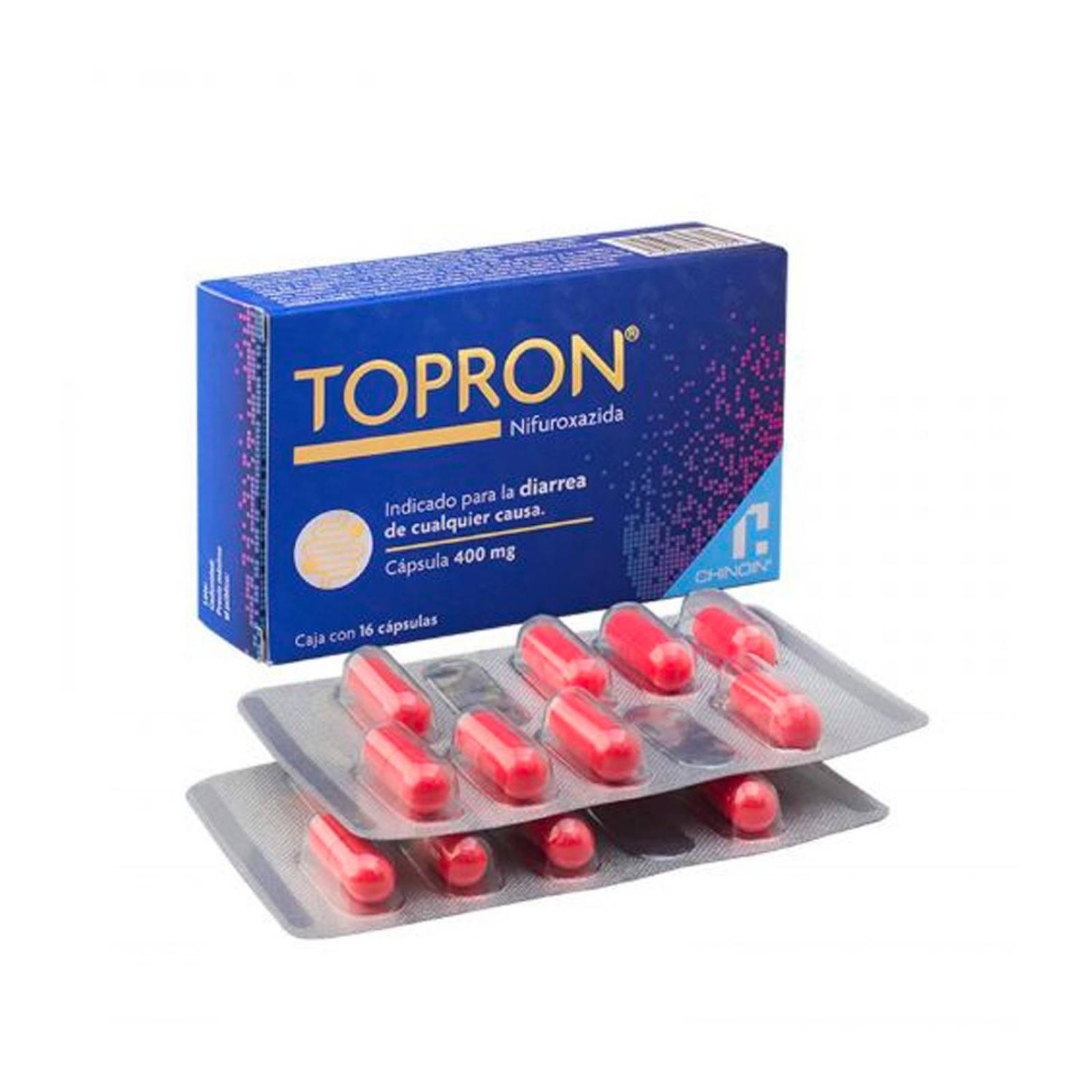 Nifuroxazida Topron 400 mg 16 Cápsulas 