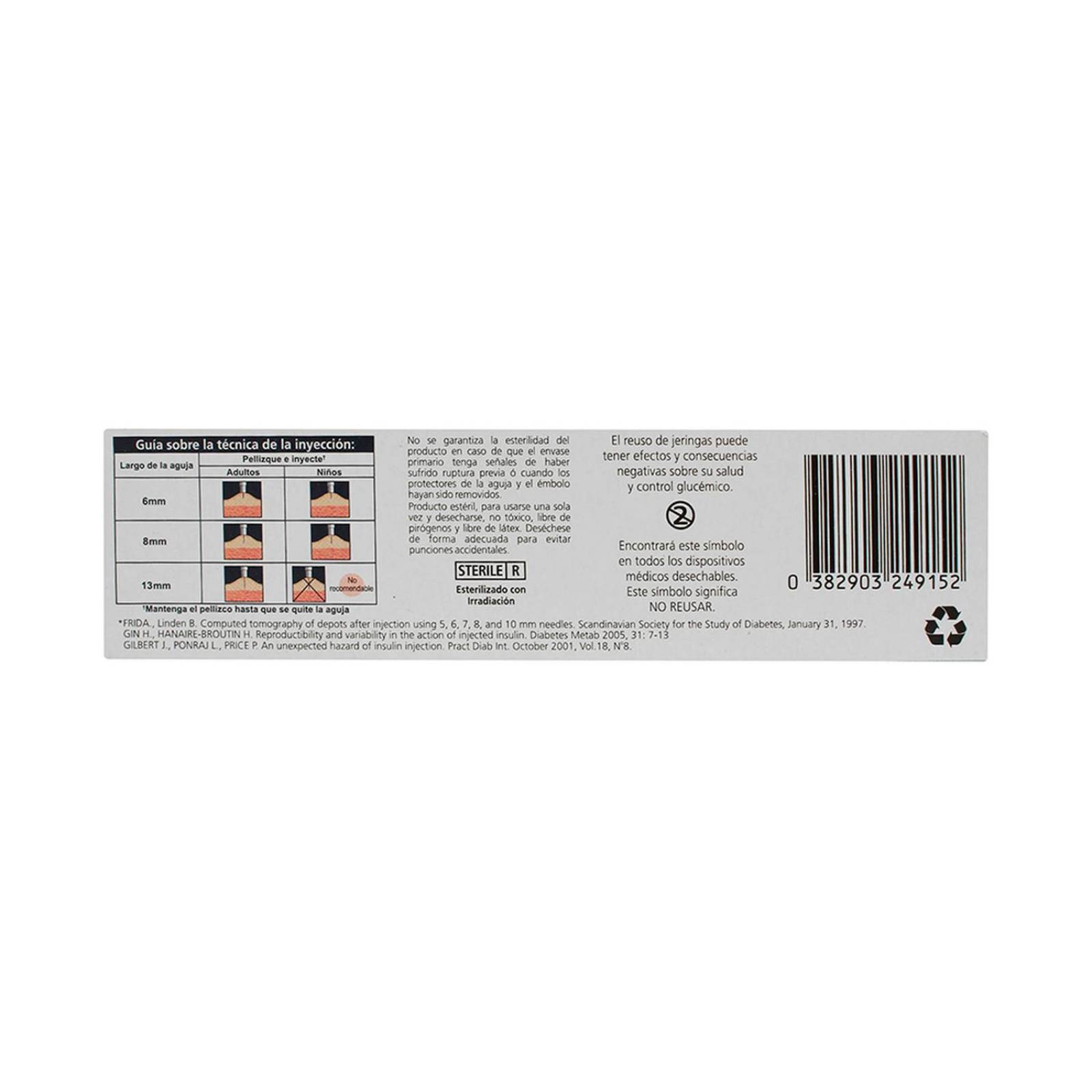 Jeringas BD Ultra Fine 10 piezas de 1 ml 31Gx6mm 